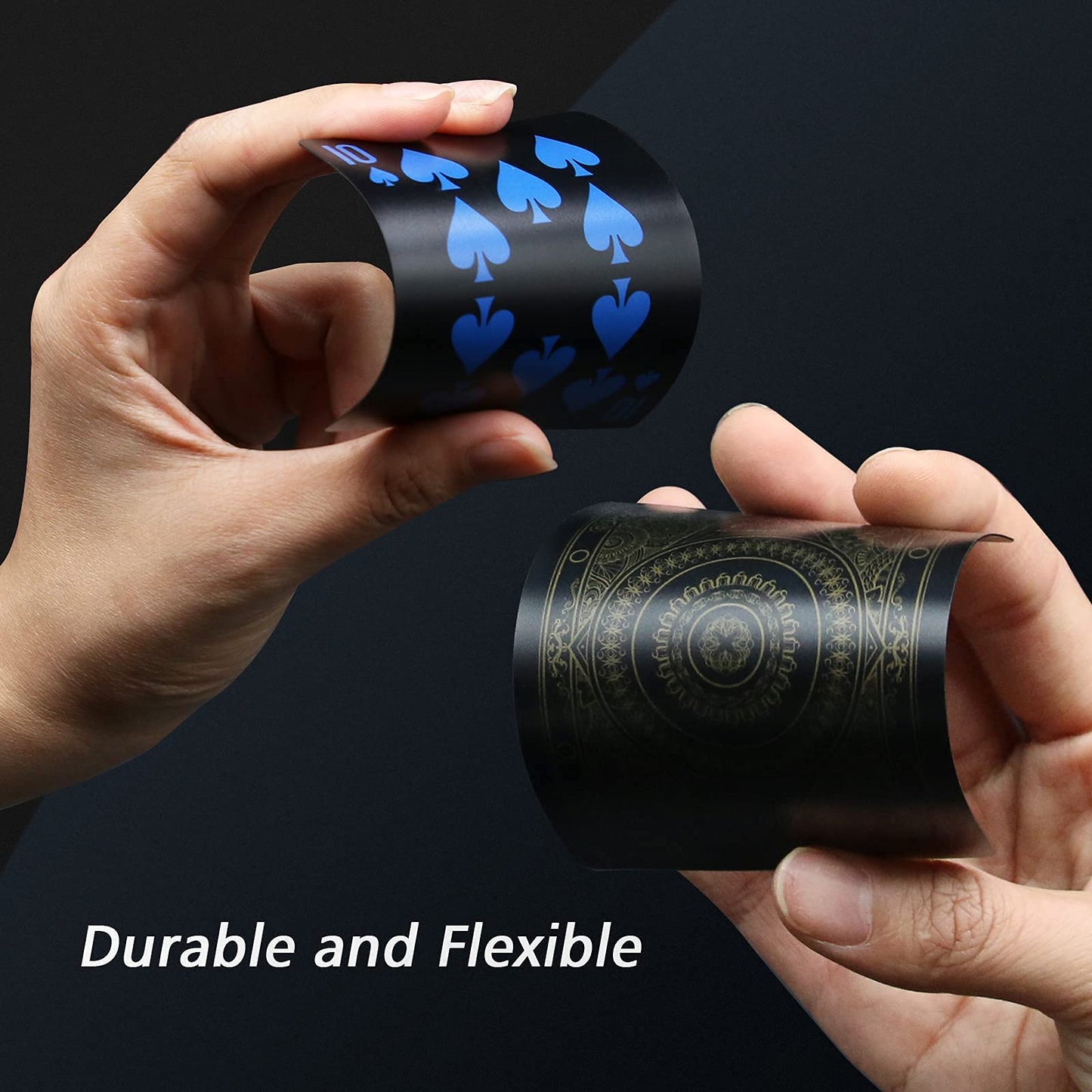 INTEGEAR 2 Decks Waterproof Plastic Playing Cards | Premium Black Poker Cards