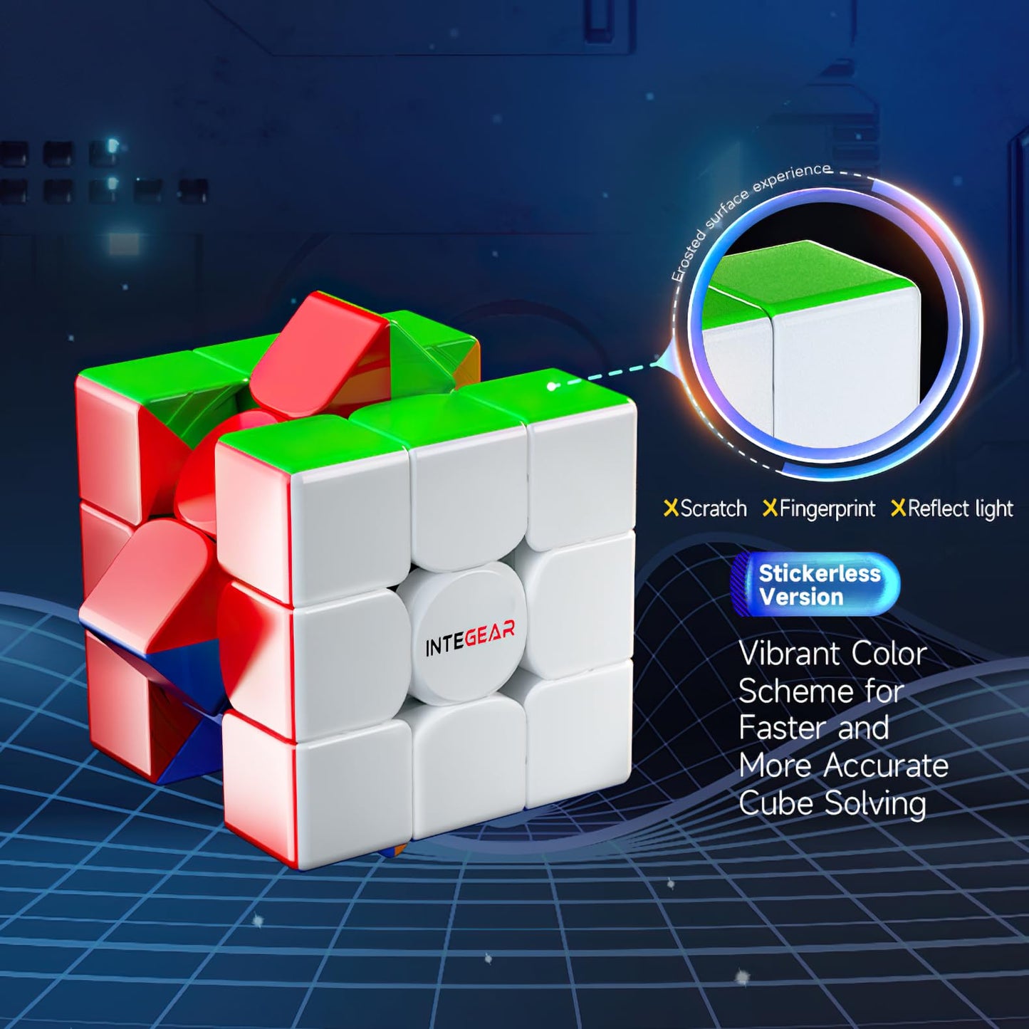 INTEGEAR Full Size 56mm Magnetic Speed Cube – Stickerless 3x3, Easy Turning, Smooth Play