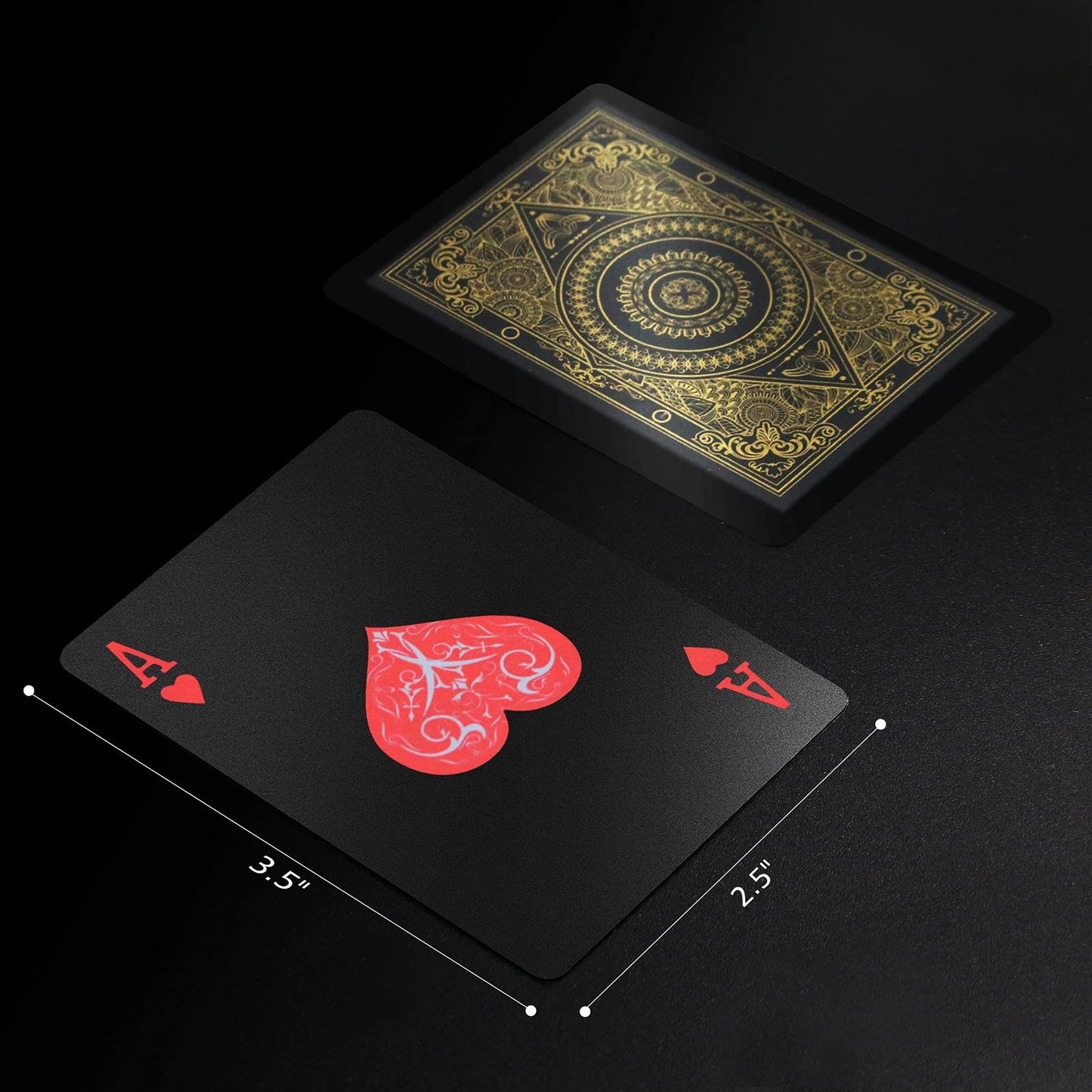 INTEGEAR 2 Decks Waterproof Plastic Playing Cards | Premium Black Poker Cards