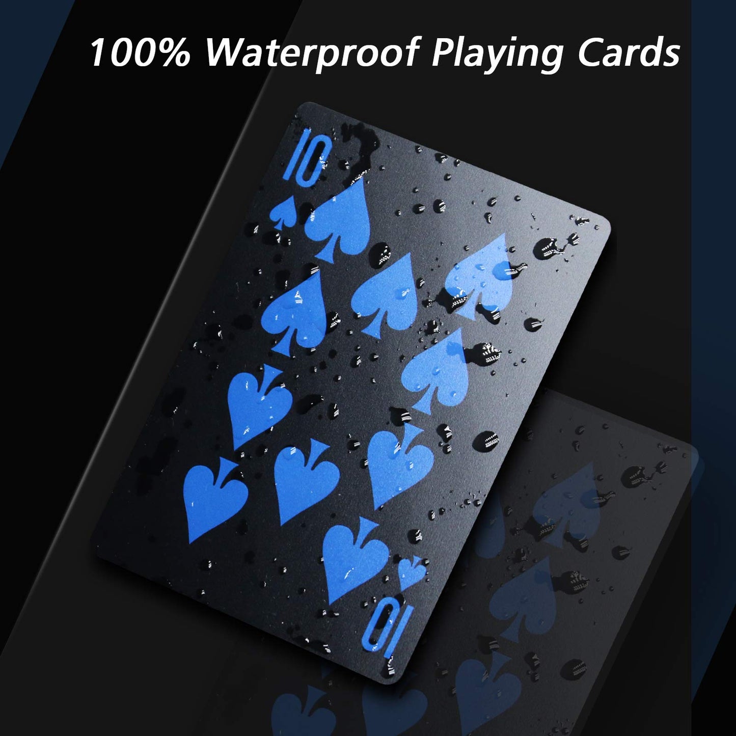 INTEGEAR Plastic Playing Cards – Premium Waterproof Black Poker Deck (54 Cards + Box)