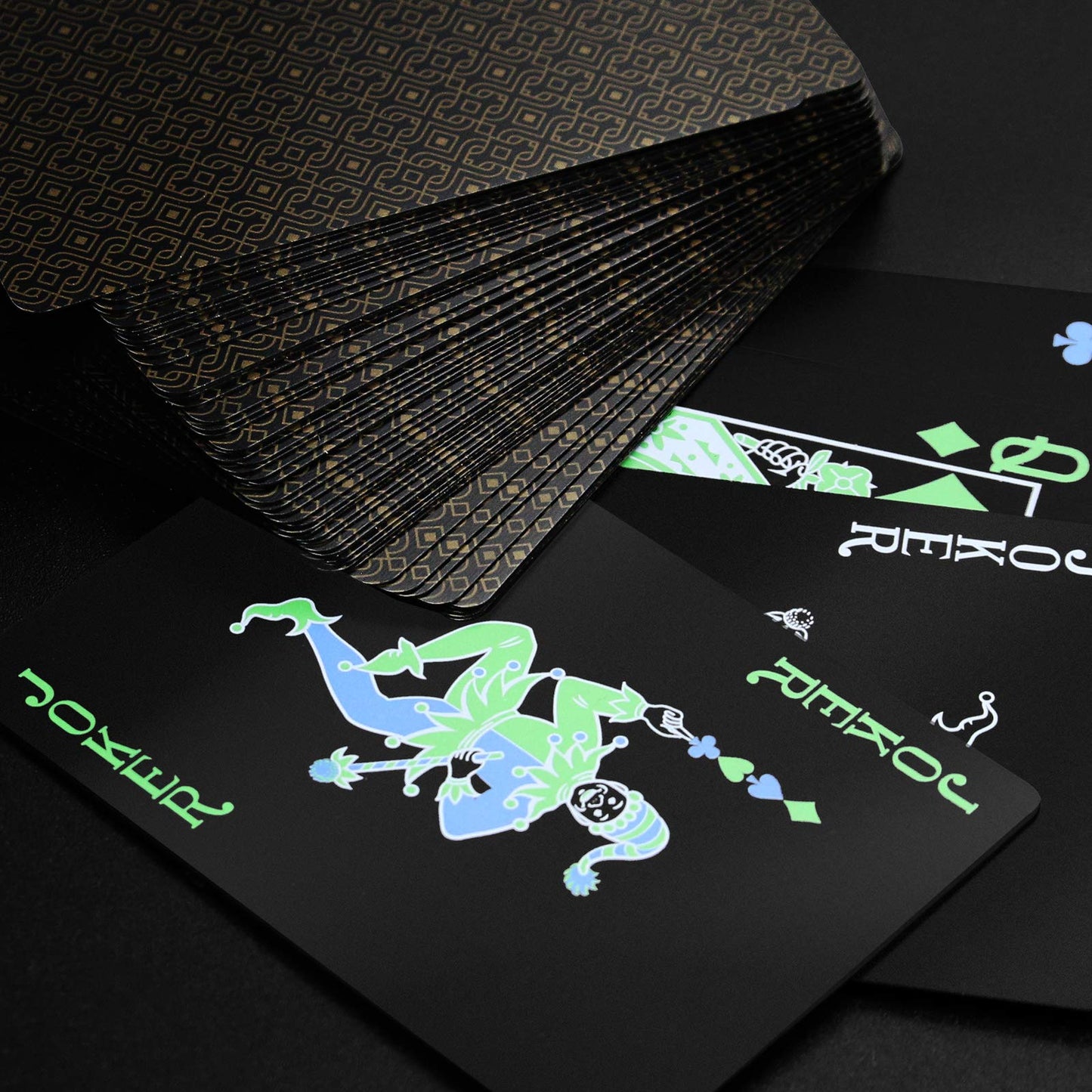 INTEGEAR 2-Deck Plastic Waterproof Playing Cards – Premium Black Luxury Poker Set
