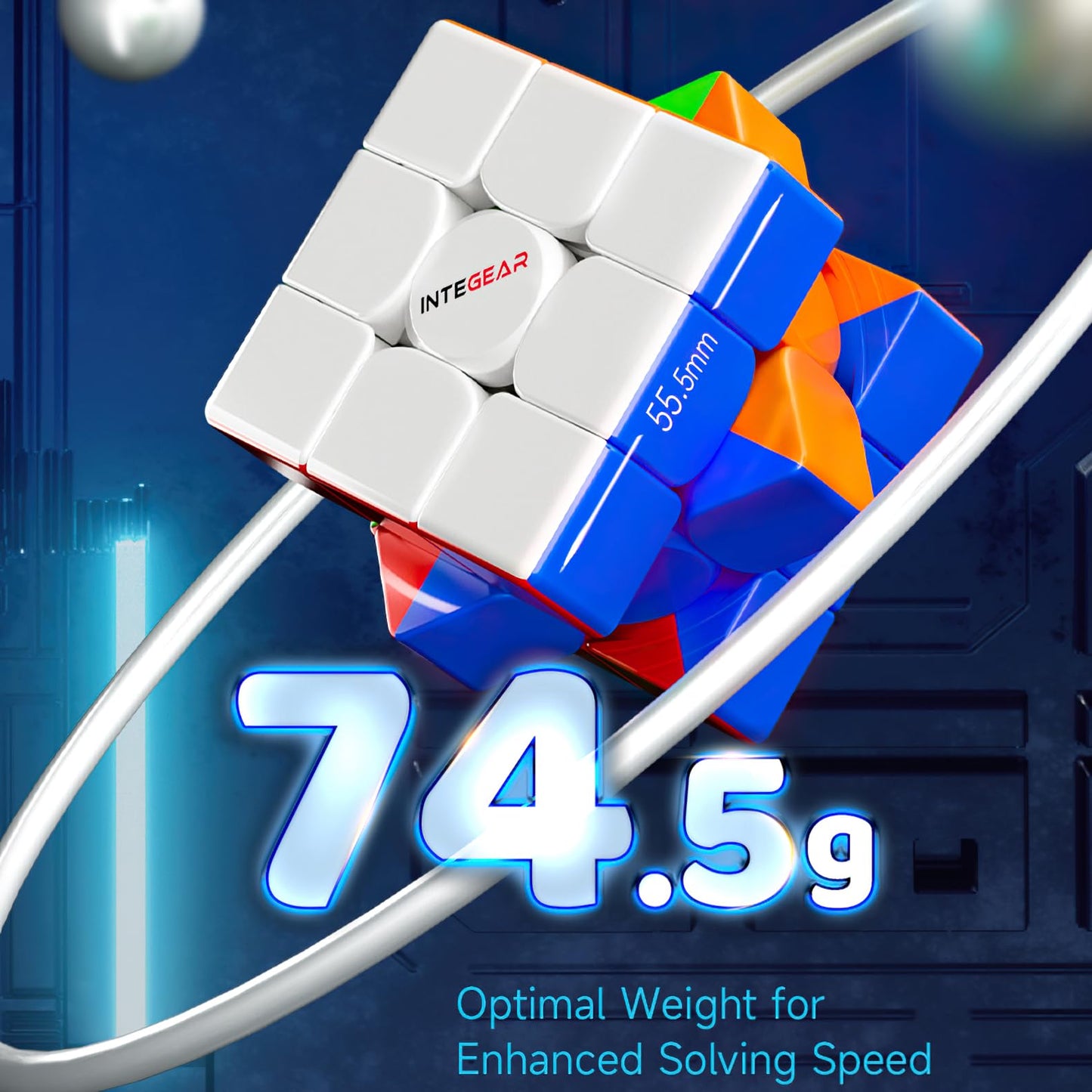 INTEGEAR Full Size 56mm Magnetic Speed Cube – Stickerless 3x3, Easy Turning, Smooth Play
