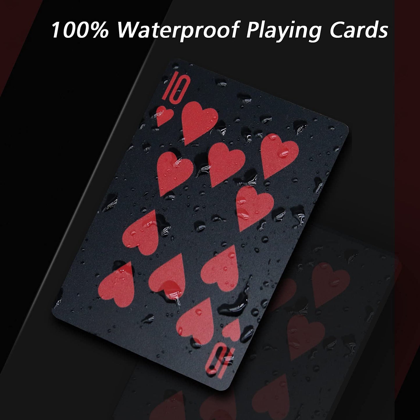 INTEGEAR 2 Decks Waterproof Plastic Playing Cards | Premium Black Poker Cards