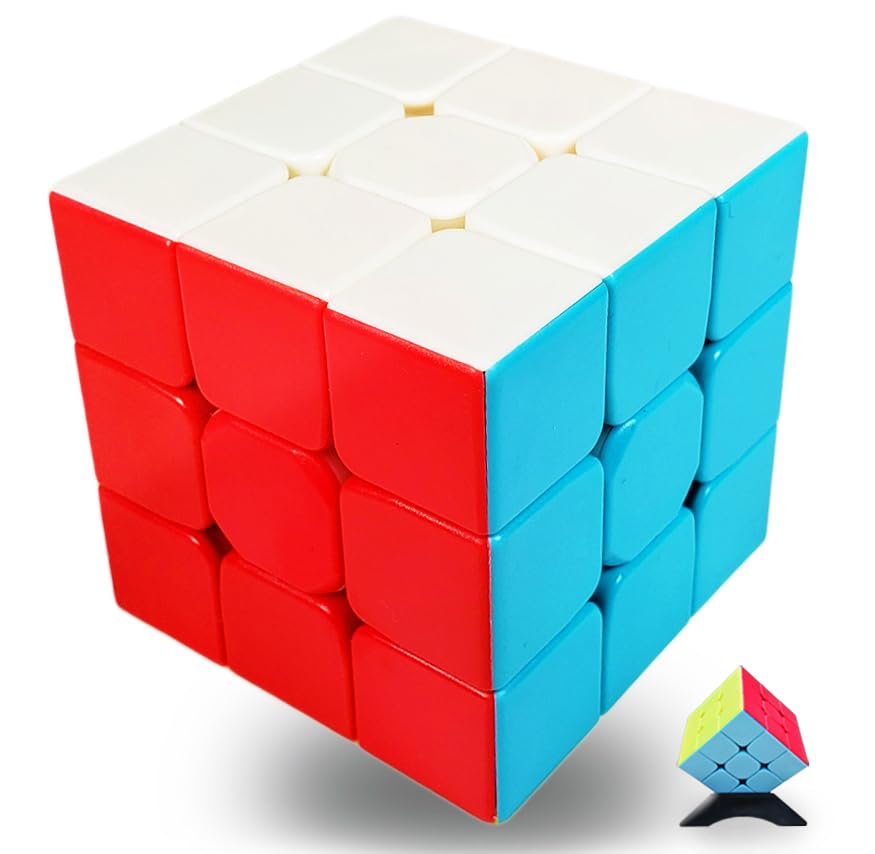 INTEGEAR Speed Cube 3x3 Stickerless with Stand – Easy Turning, Durable Puzzle Toy