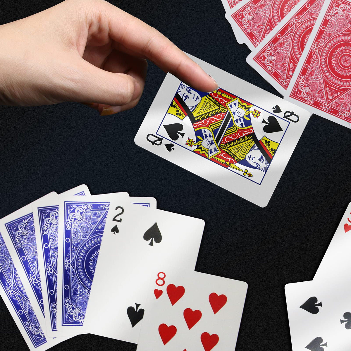 INTEGEAR Waterproof Plastic Playing Cards – 2 Decks, 2.5 x 3.5 in, Durable & Washable for Poker & Family Games