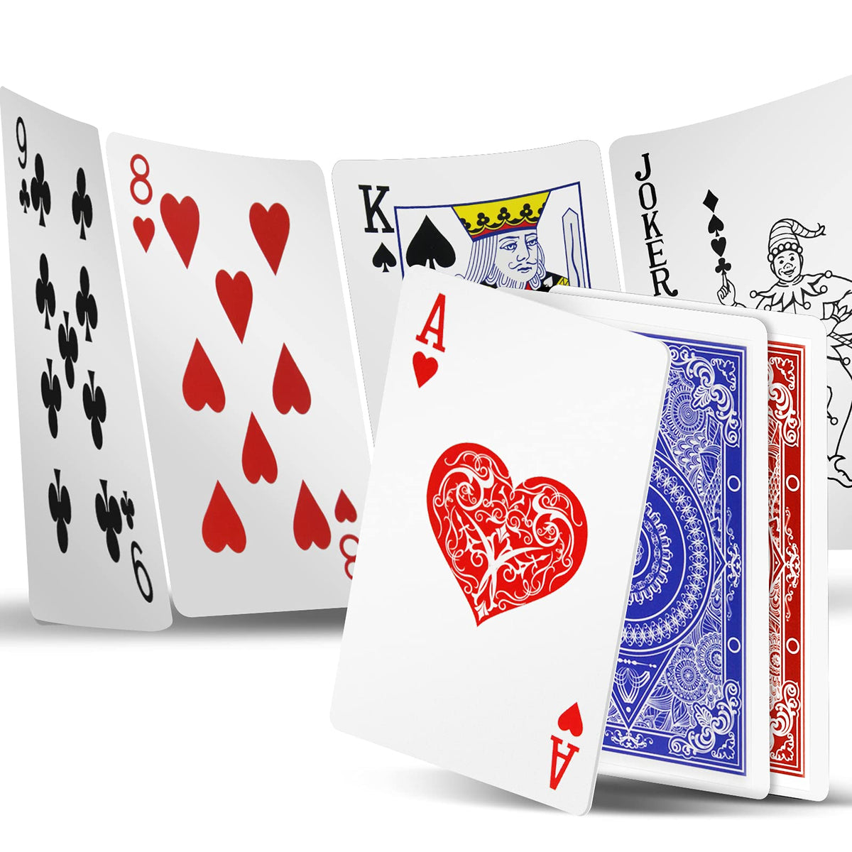INTEGEAR Waterproof Plastic Playing Cards – 2 Decks, 2.5 x 3.5 in, Durable & Washable for Poker & Family Games