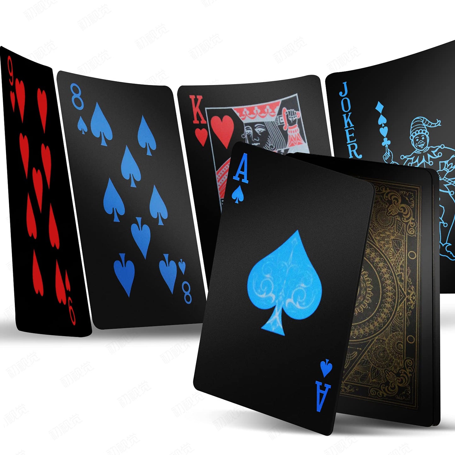 INTEGEAR 2 Decks Waterproof Plastic Playing Cards | Premium Black Poker Cards