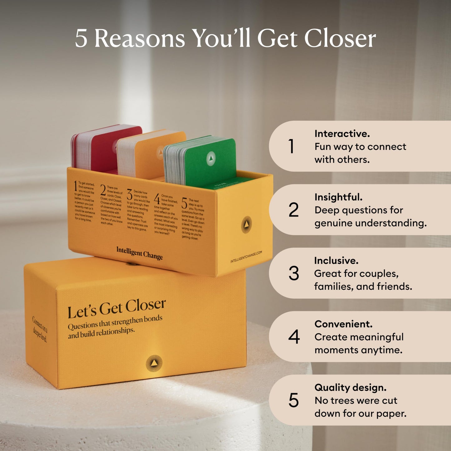 Intelligent Change Get Closer: Social Bonding Card Game — 100 Conversation Starters