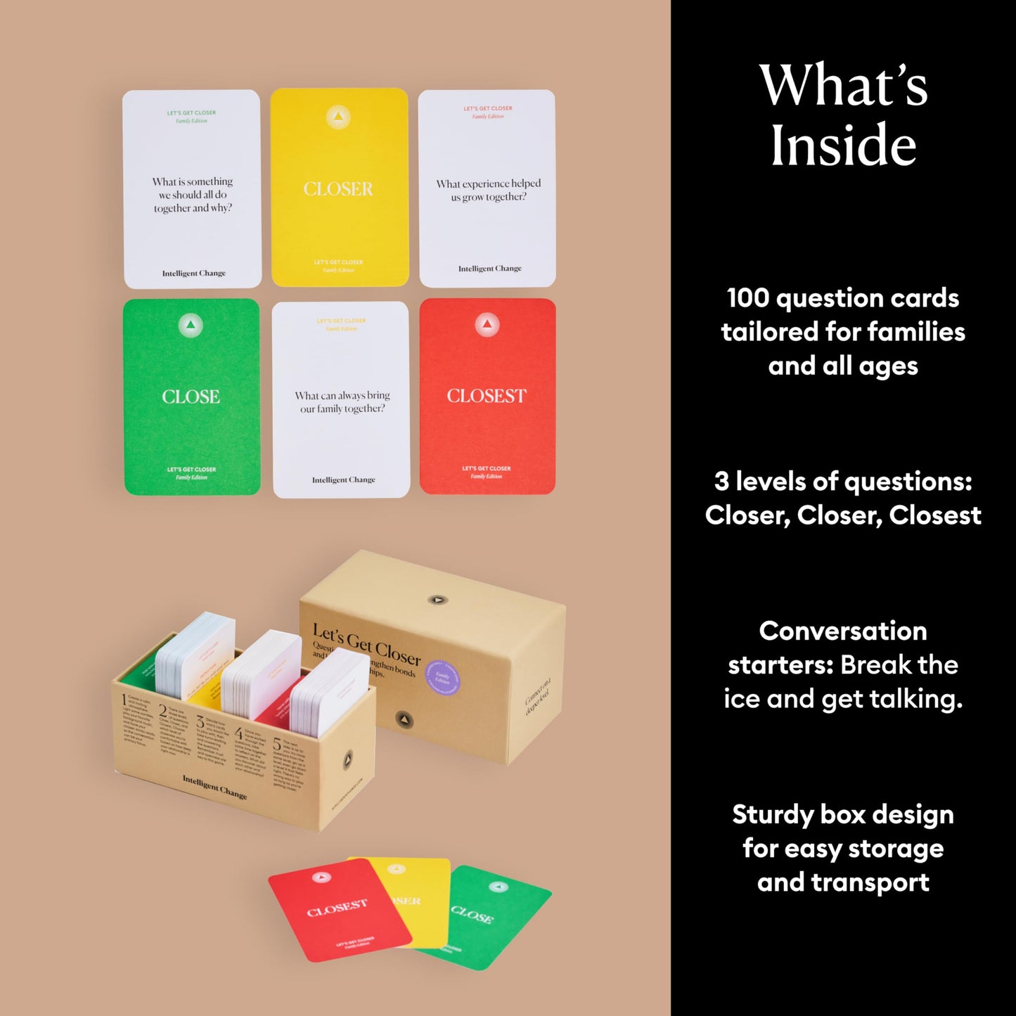 Intelligent Change Get Closer: Family Bonding Question Card Game – 100 Cards for Meaningful Conversations