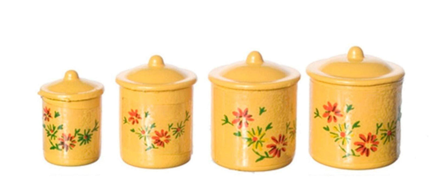 International Miniatures by Classics Dollhouse Canister Set – 4 with Removable Lids, Yellow (IM65306)
