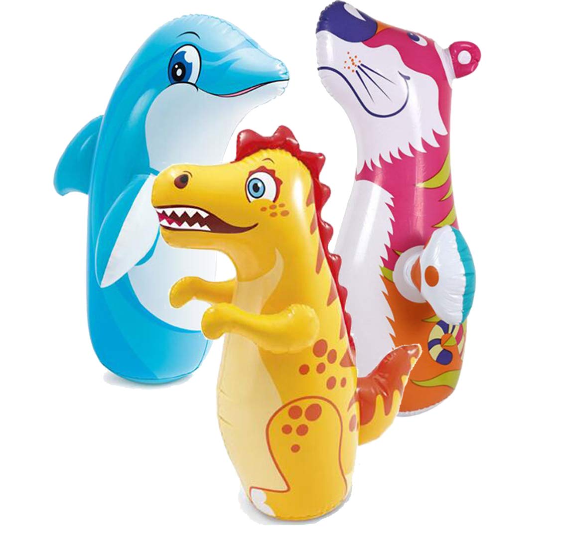 Intex 3D Bop Bag Inflatable Tiger, Dinosaur & Dolphin – Kids Punching Toy
