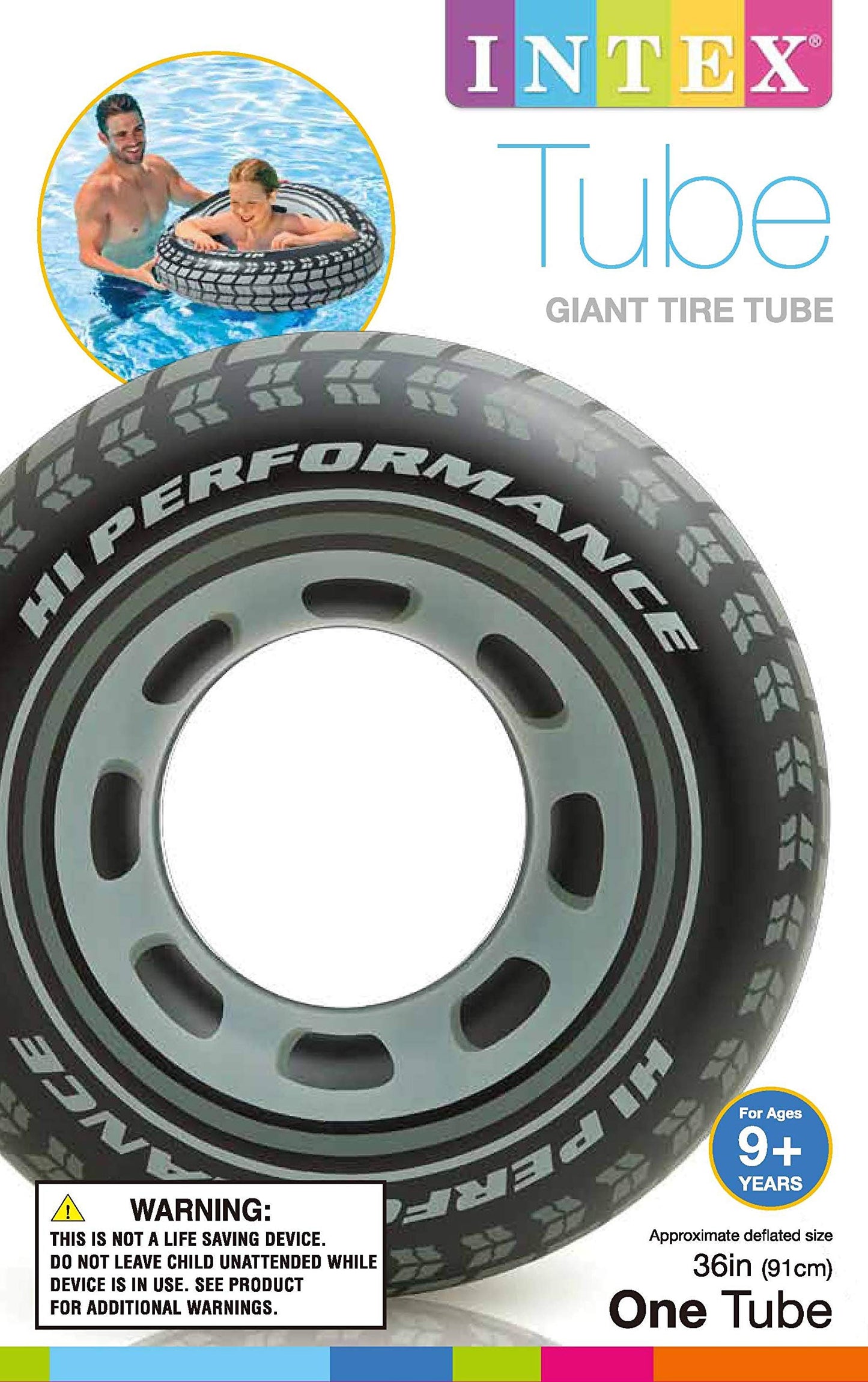 Intex 59252EP 36in Giant Tire Inflatable Pool Swim Tube – Durable & Easy to Use