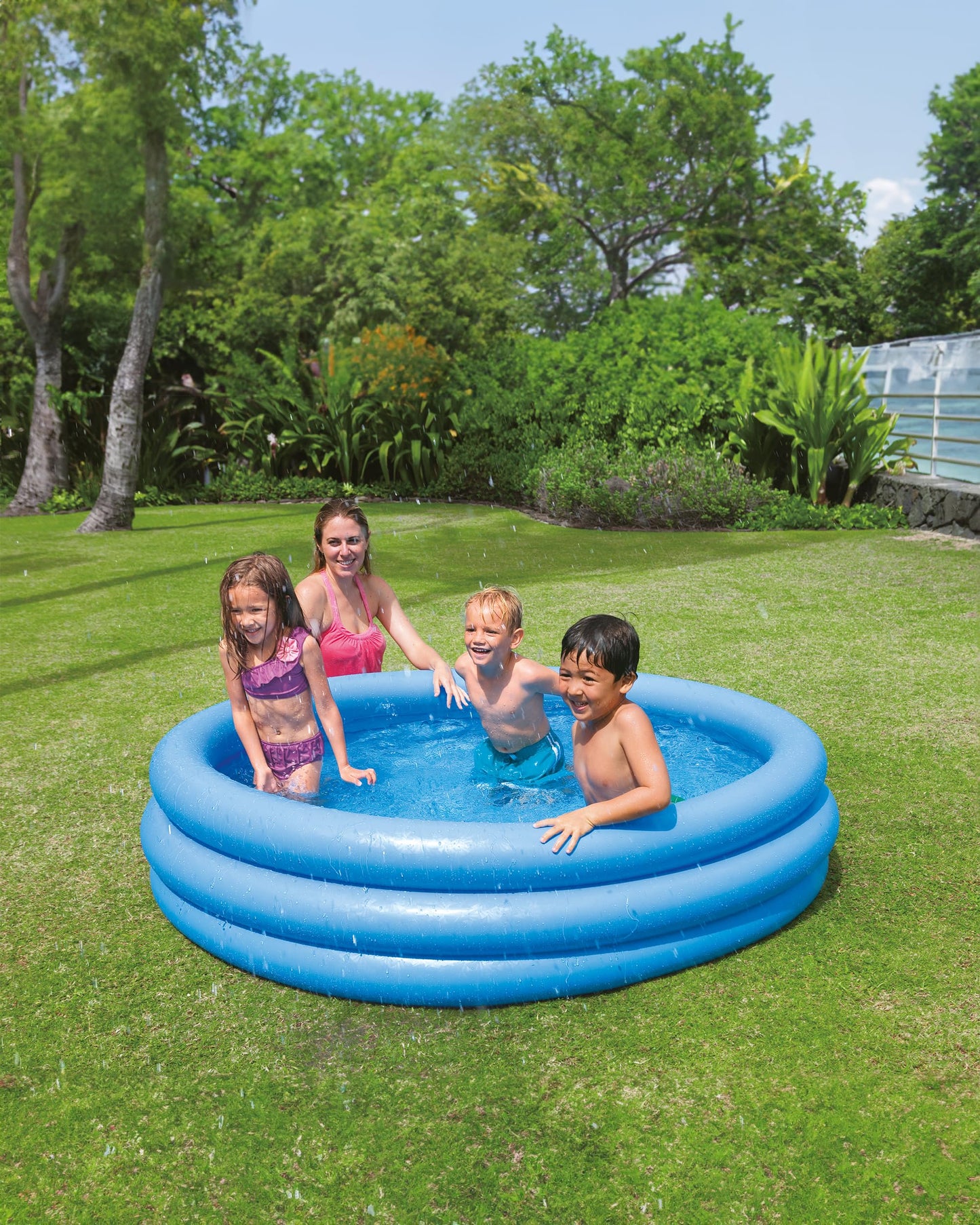 Intex Crystal Blue Inflatable Kiddie Pool 66in x 15in | 127 Gallon Capacity | Model 58446EP