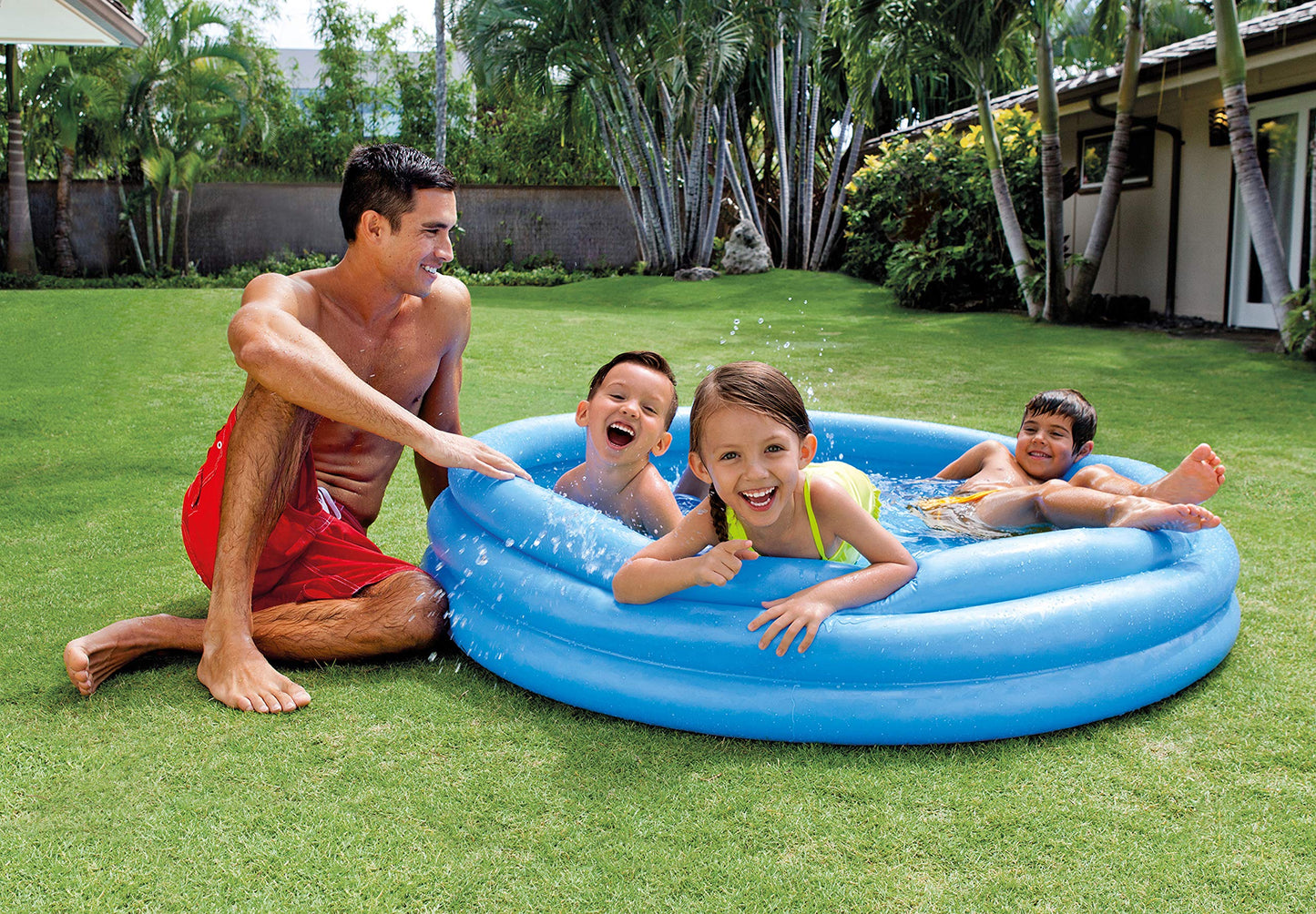 Intex Crystal Blue Inflatable Kiddie Pool – 58in x 13in, 87 Gal, Ages 2+