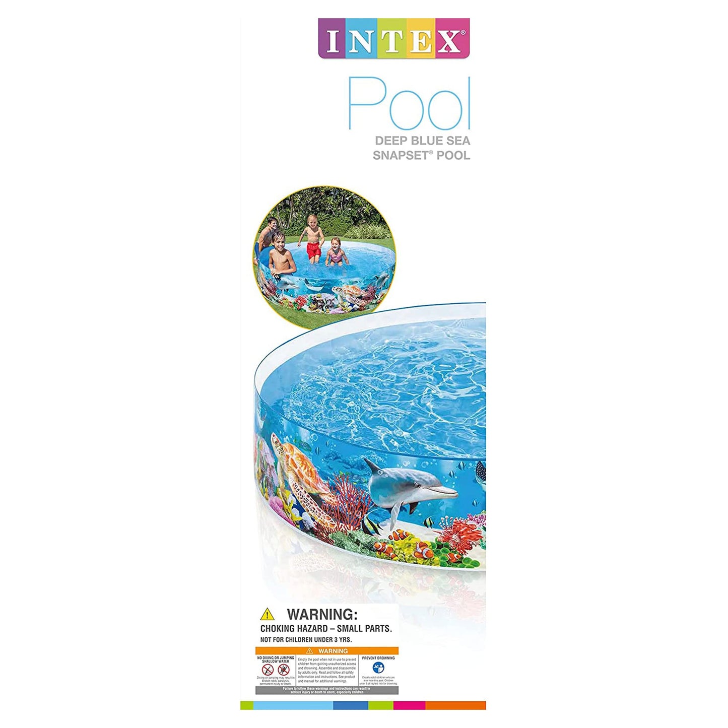 Intex Deep Sea Blue 8ft x 18in SnapSet Pool – Instant Round Kiddie Pool (Ages 3+)