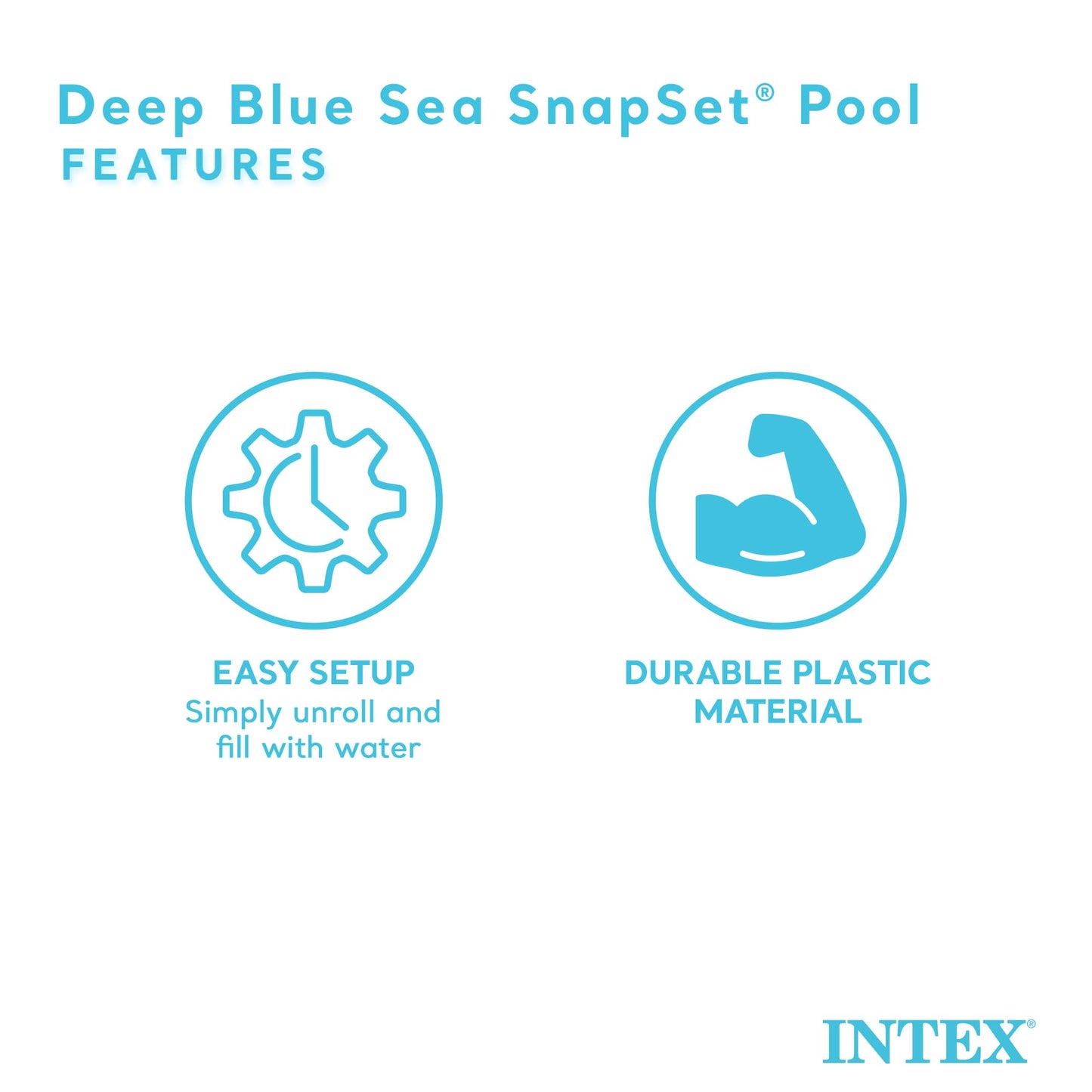 Intex Deep Sea Blue 8ft x 18in SnapSet Pool – Instant Round Kiddie Pool (Ages 3+)
