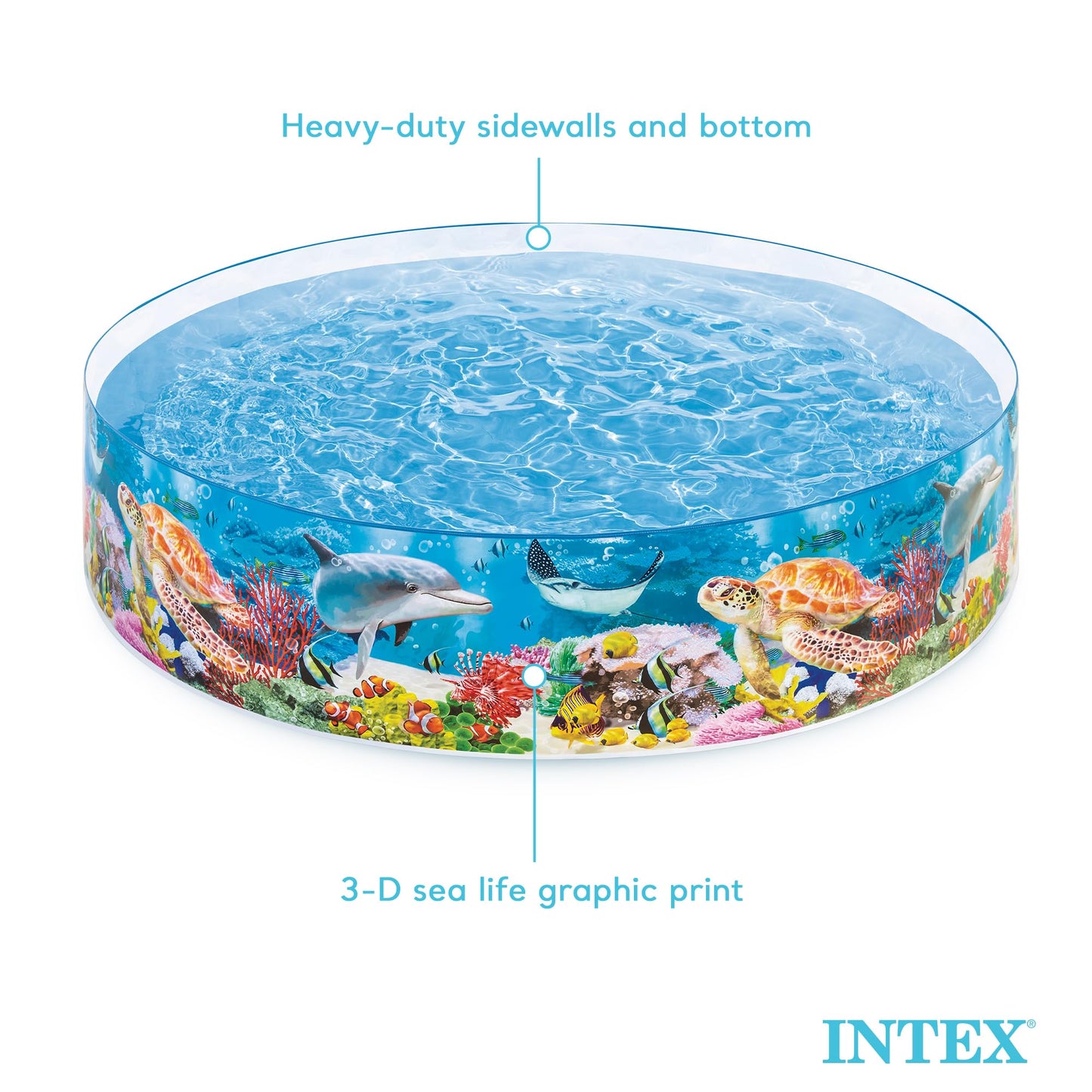 Intex Deep Sea Blue 8ft x 18in SnapSet Pool – Instant Round Kiddie Pool (Ages 3+)