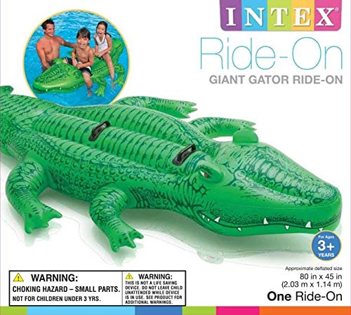 Intex Giant Gator Inflatable Pool Float — 80 x 45 in, 176 lb Capacity, Ages 3+