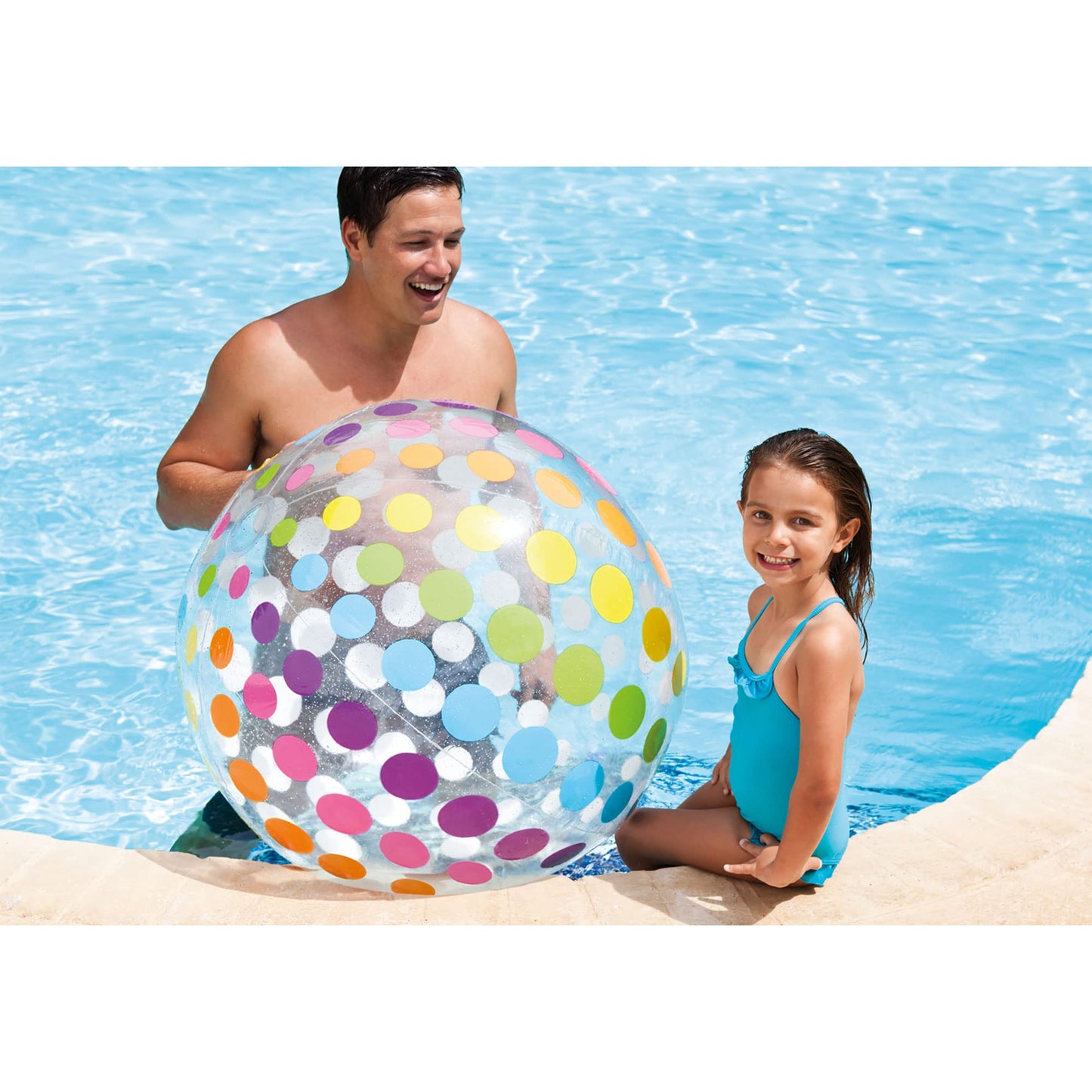 Intex Jumbo Inflatable Ball – 42-inch Rainbow Dot Pattern