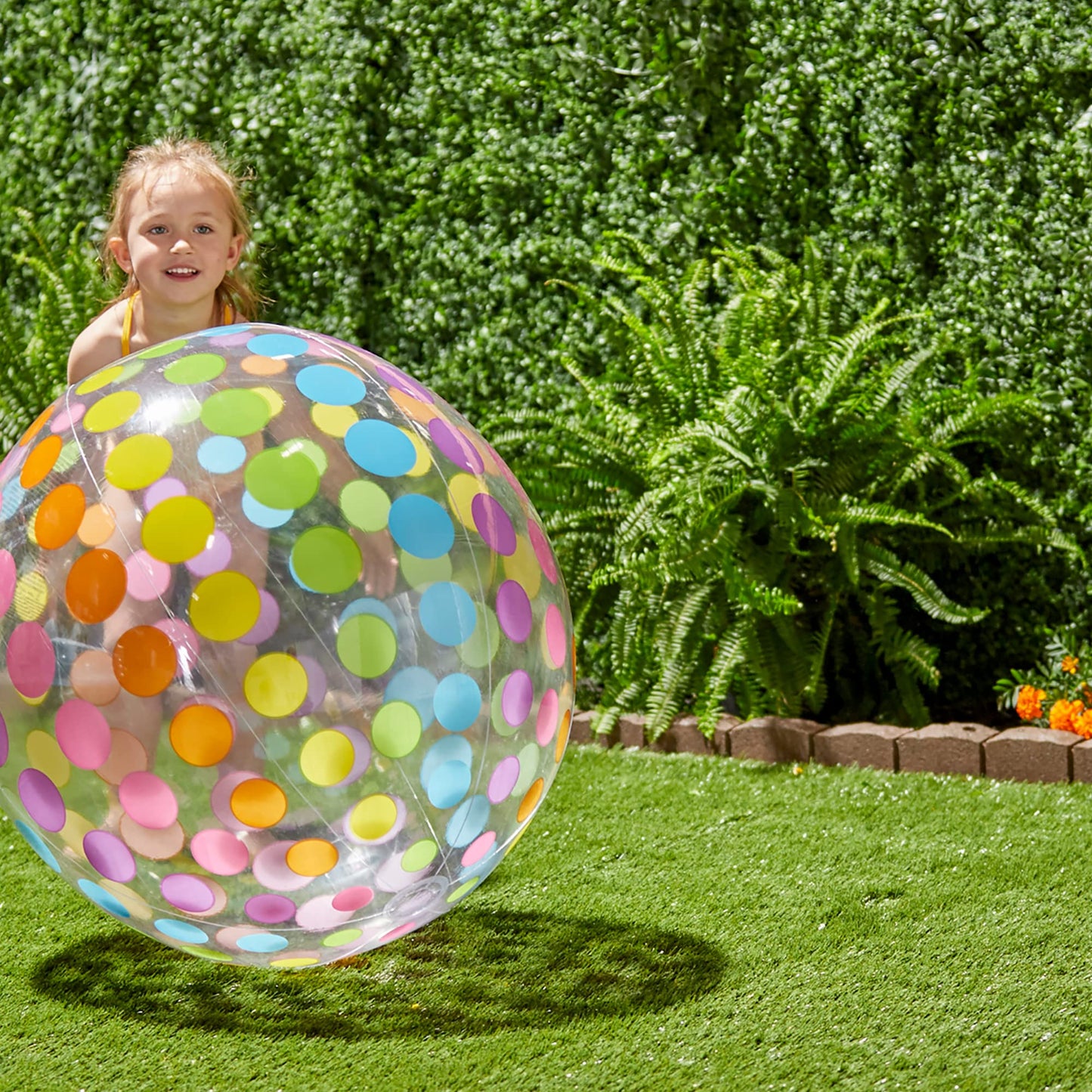 Intex Jumbo Inflatable Ball – 42-inch Rainbow Dot Pattern