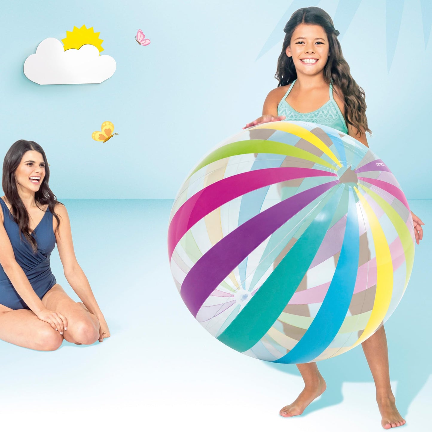 Intex Jumbo Inflatable 42-Inch Giant Beach Ball - Crystal Clear Dots