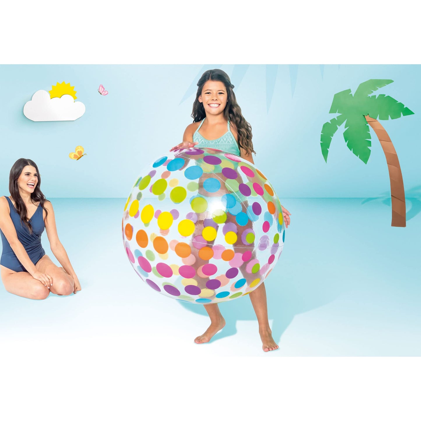 Intex Jumbo Inflatable Ball – 42-inch Rainbow Dot Pattern