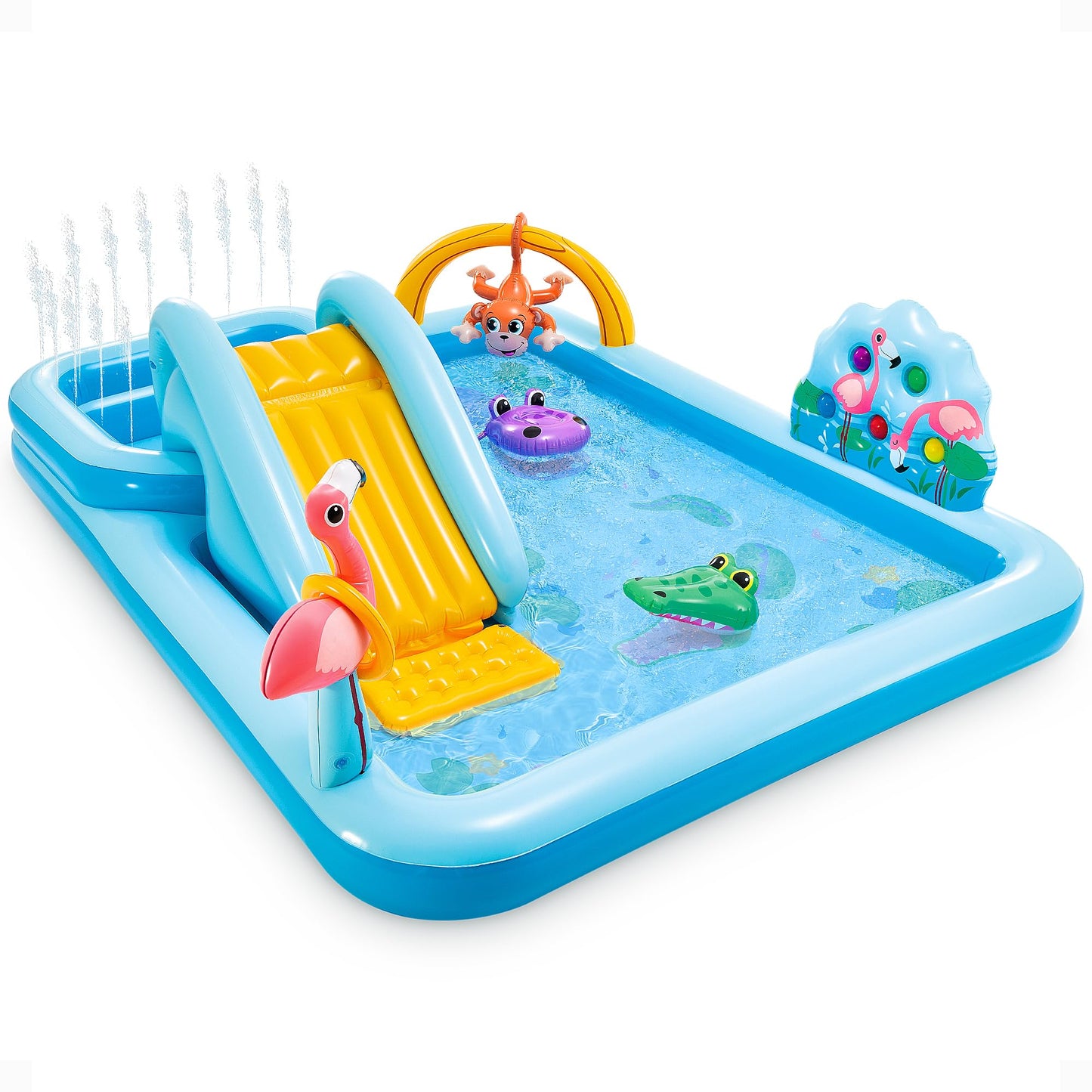 Intex Jungle Adventure Play Center – 96 x 78 x 28 in Kiddie Pool with Slide & Splash Pad