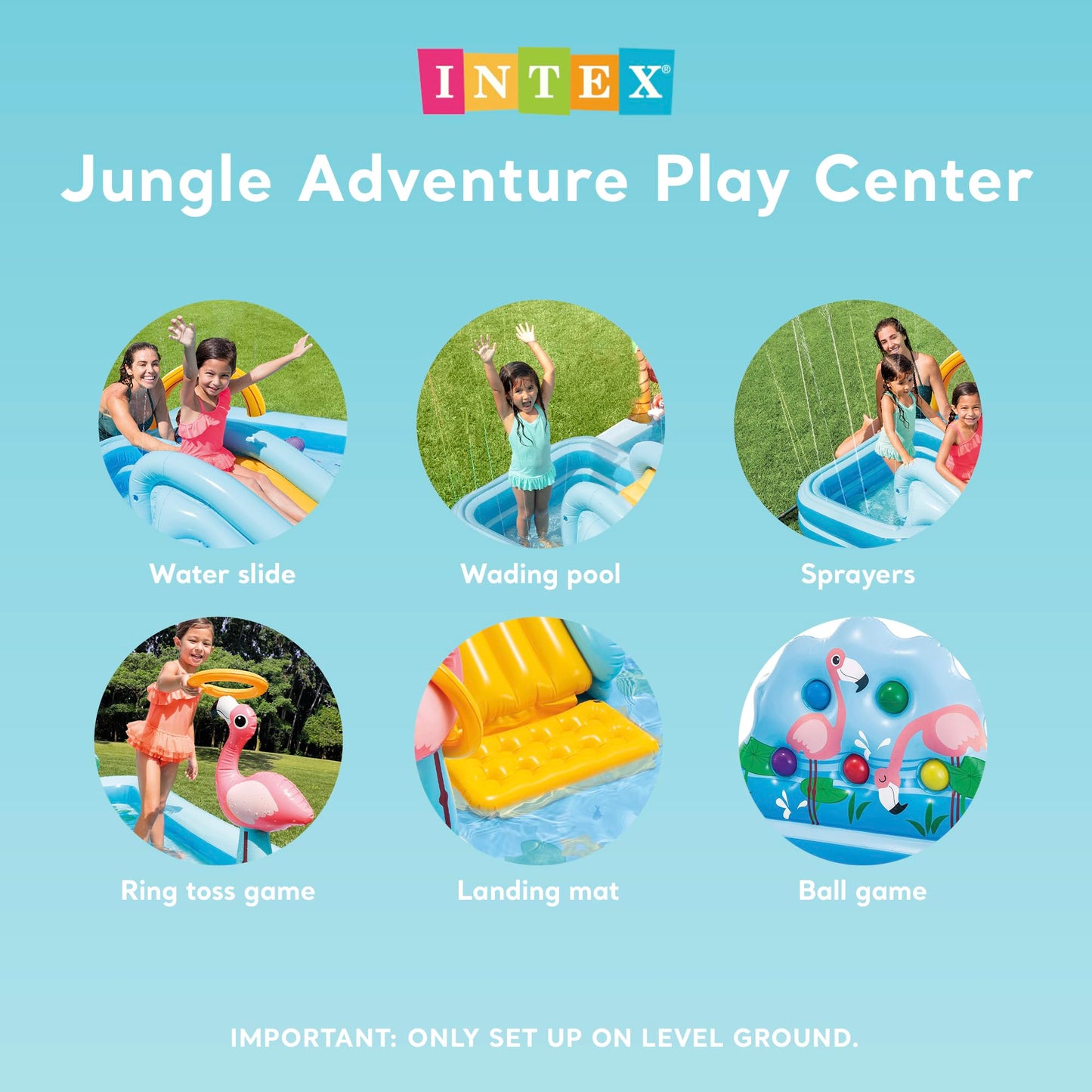 Intex Jungle Adventure Play Center – 96 x 78 x 28 in Kiddie Pool with Slide & Splash Pad