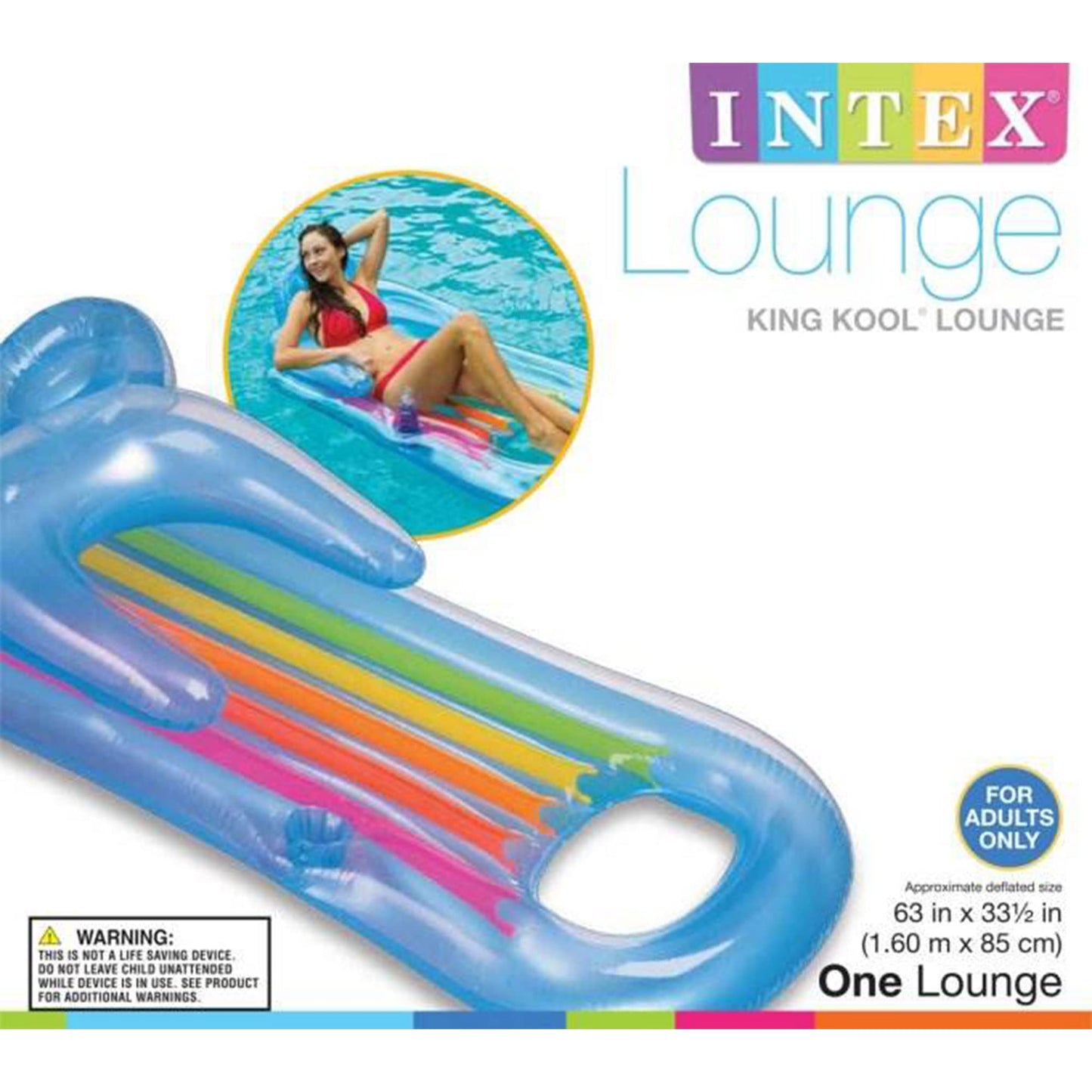 Intex King Kool Lounge Inflatable Pool Lounger with Headrest – 2-Pack