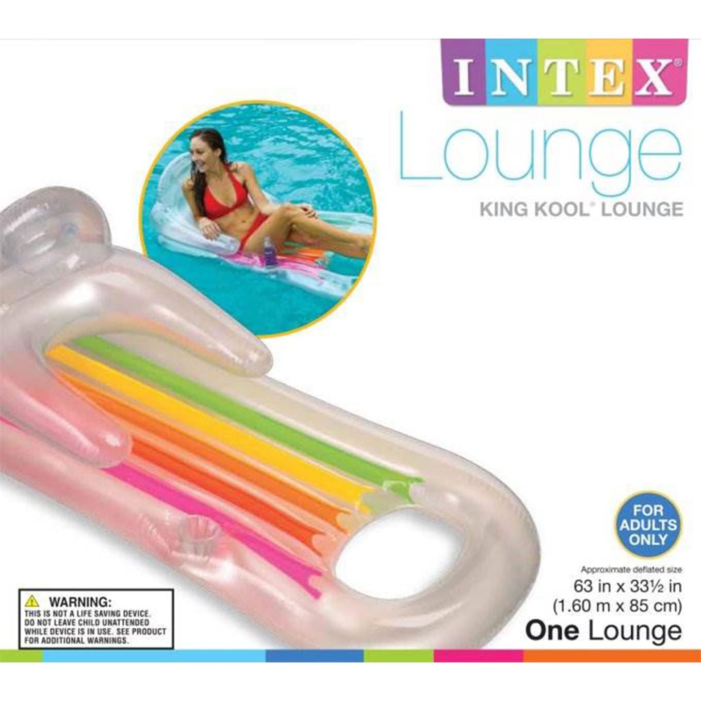 Intex King Kool Lounge Inflatable Pool Lounger with Headrest – 2-Pack