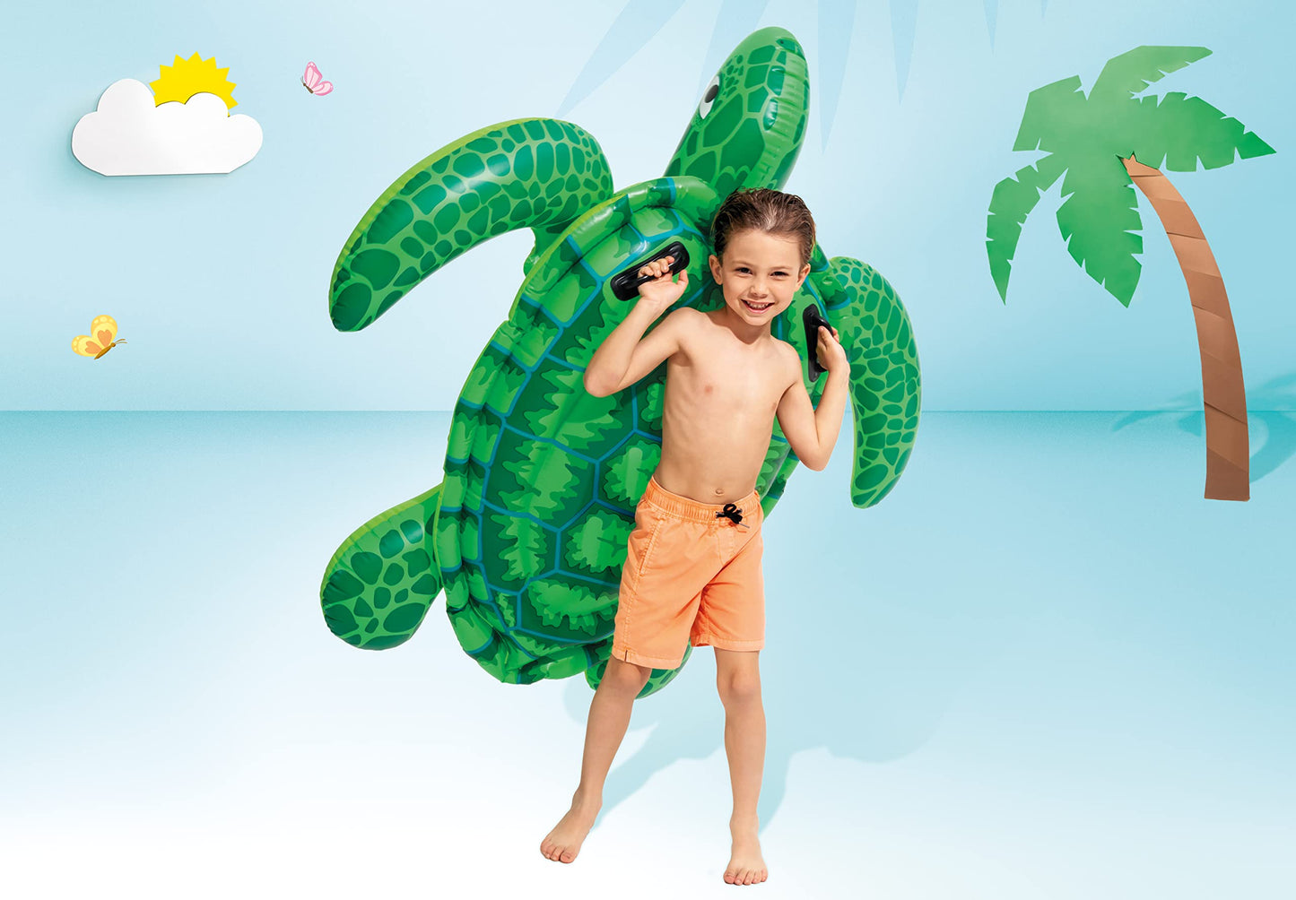 INTEX Lil' Sea Turtle Inflatable Pool Float – Kid Ride-On with Heavy-Duty Handles