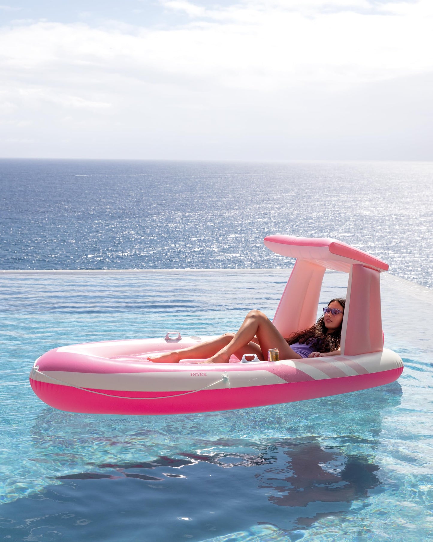 INTEX Pink Paradise Boat Float – 96 x 47 in Pool Float with Shade