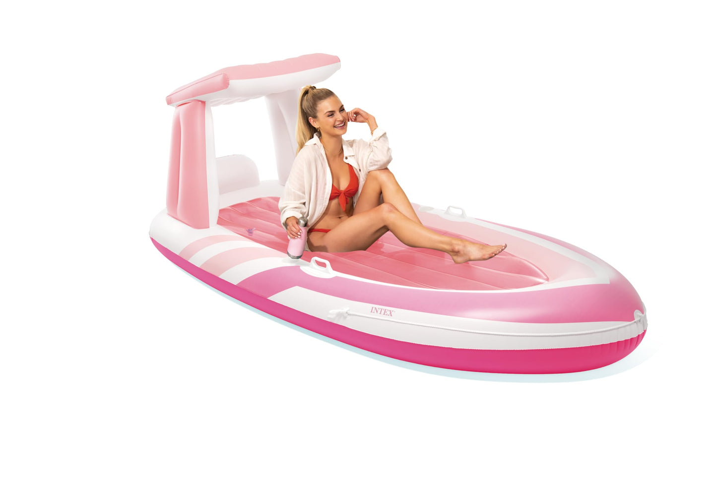 INTEX Pink Paradise Boat Float – 96 x 47 in Pool Float with Shade