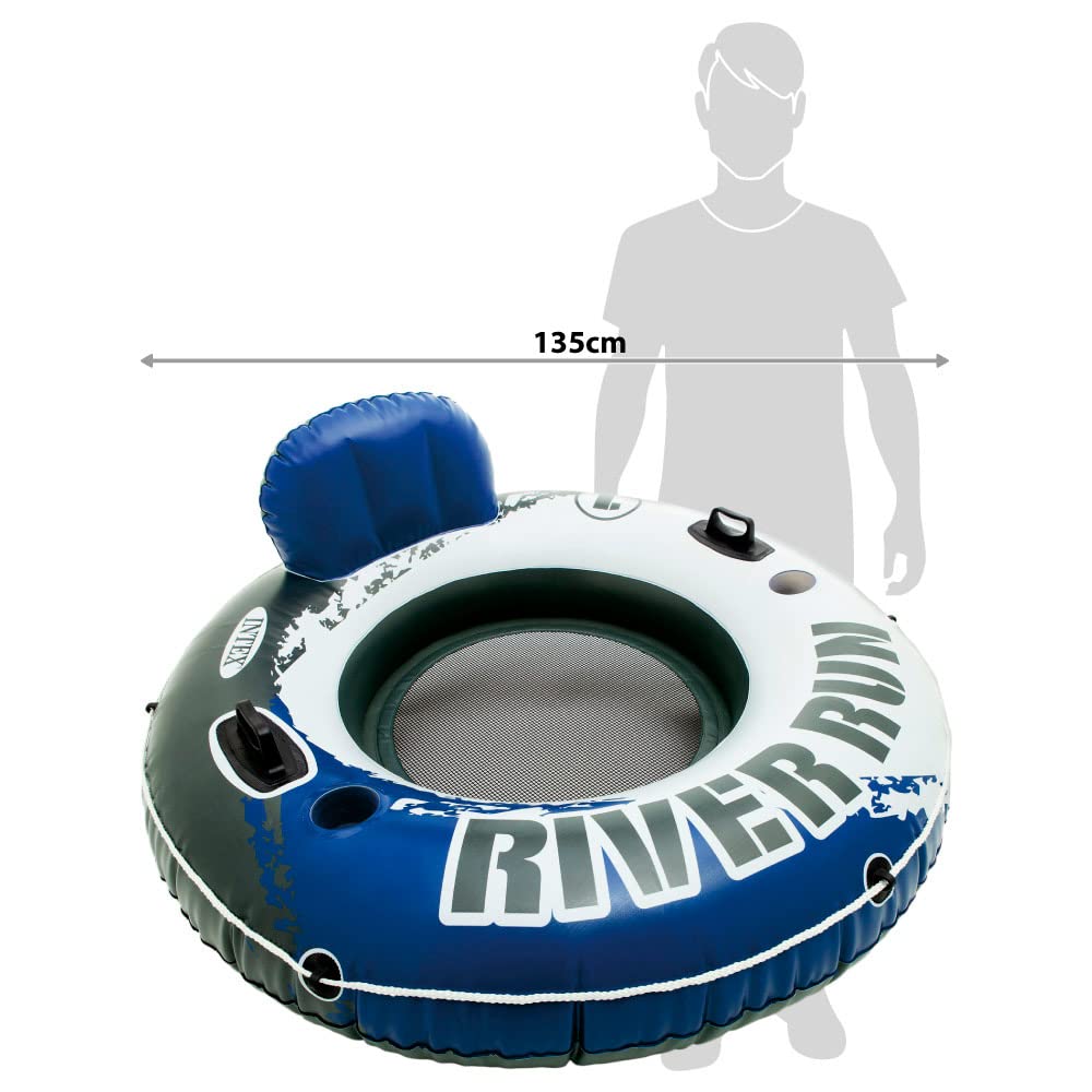 Intex River Run 1 Inflatable Lounge – Backrest, Cup Holders, 220 lb Capacity