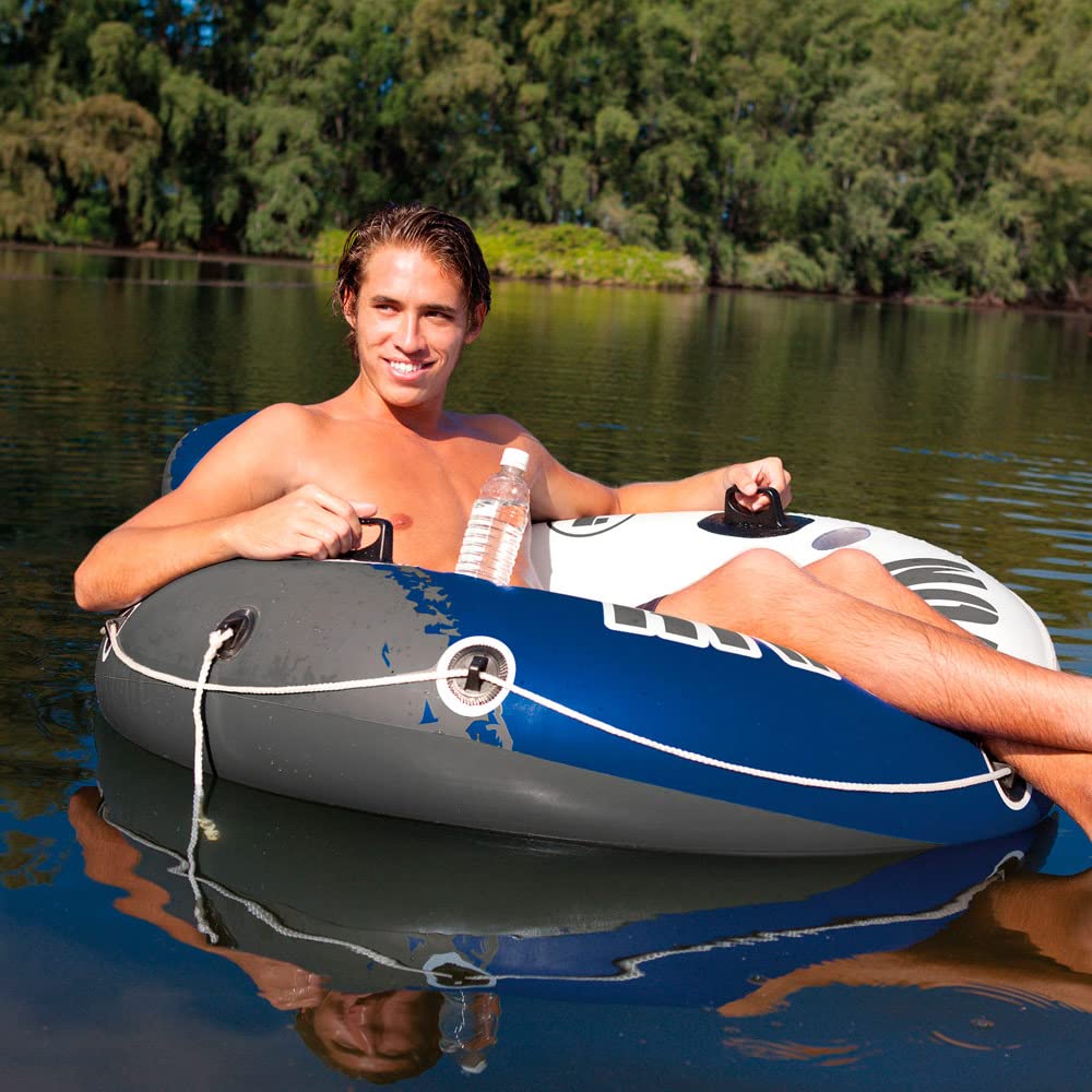 Intex River Run 1 Inflatable Lounge – Backrest, Cup Holders, 220 lb Capacity