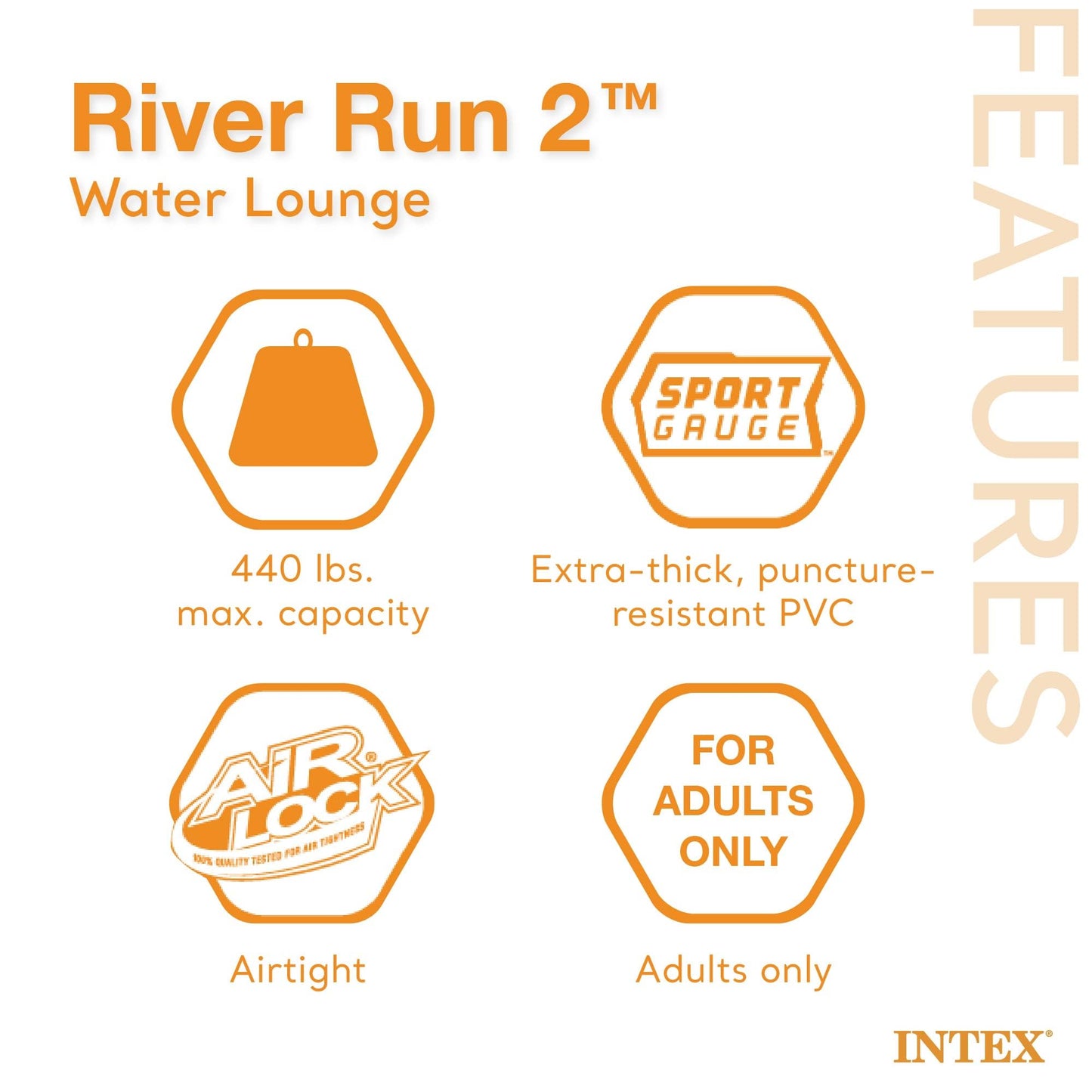 Intex River Run 2 Inflatable Floating Lounge – Backrests, Cup Holders, Cooler | 2 Person