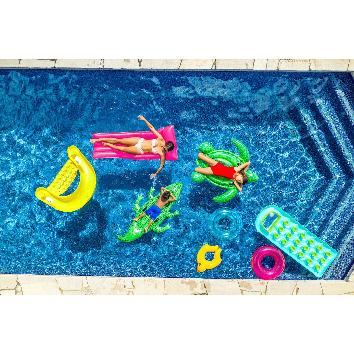 Intex Sit 'N Float Inflatable Pool Lounge with Cup Holders & Backrest – 58x39 in