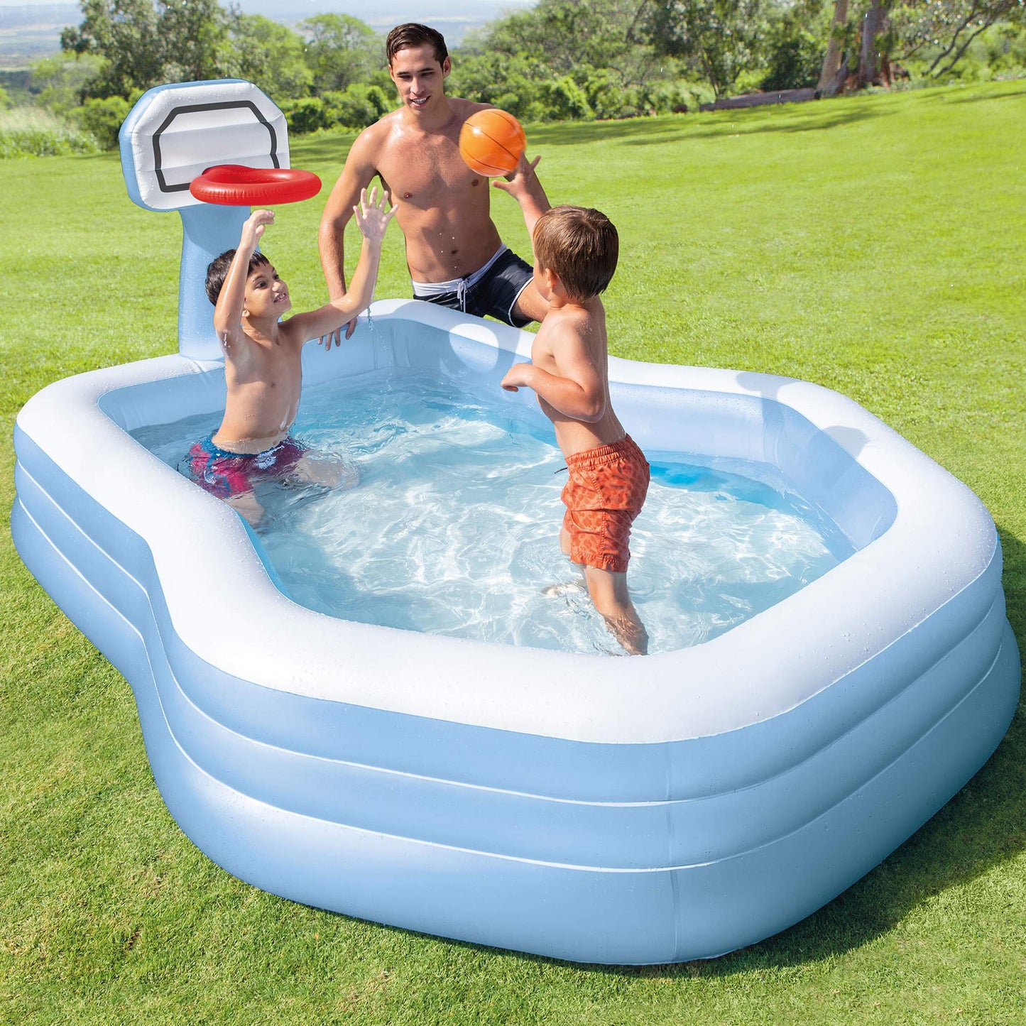 Intex 57183EP 101-Inch Swim Center Shootin' Hoops Inflatable Pool – Family Fun