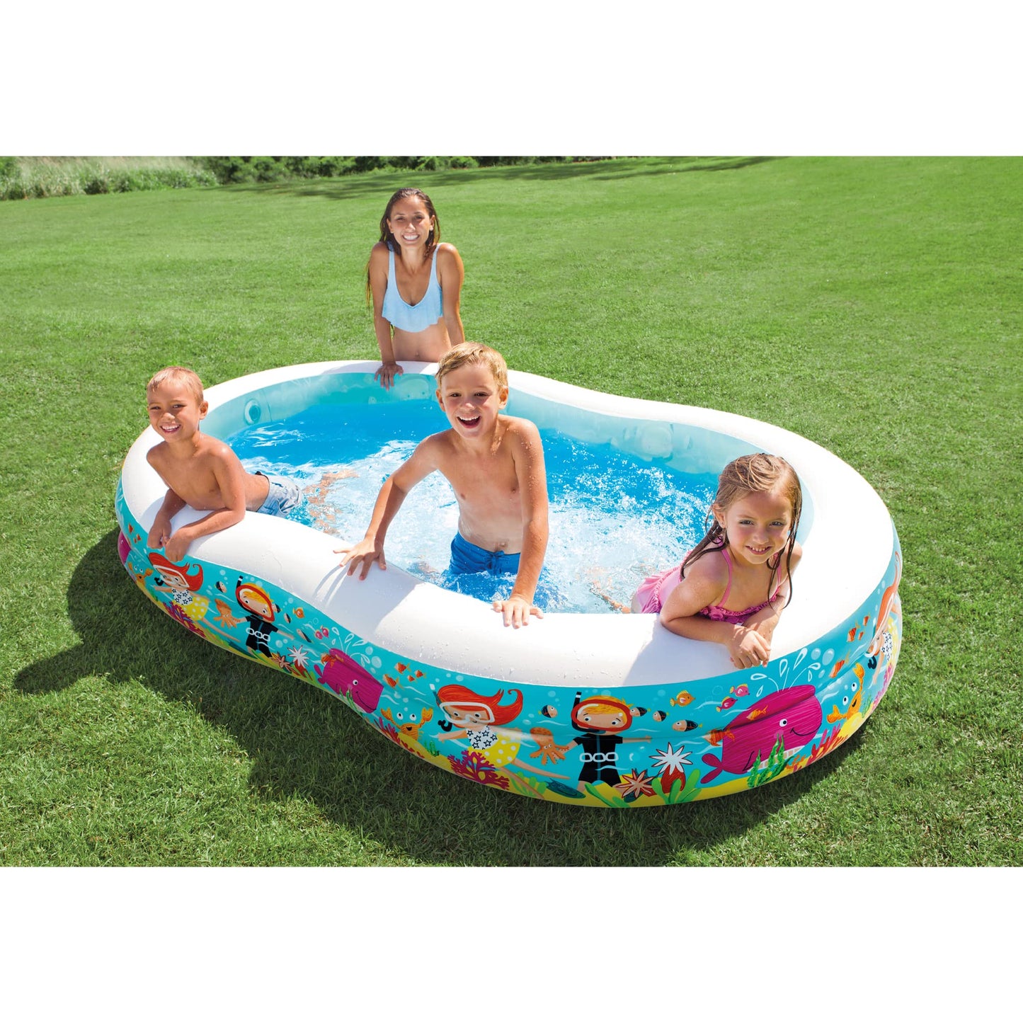 Intex Swim Center Paradise Seaside Inflatable Kiddie Pool – 8.5 ft x 5.25 ft x 18 in