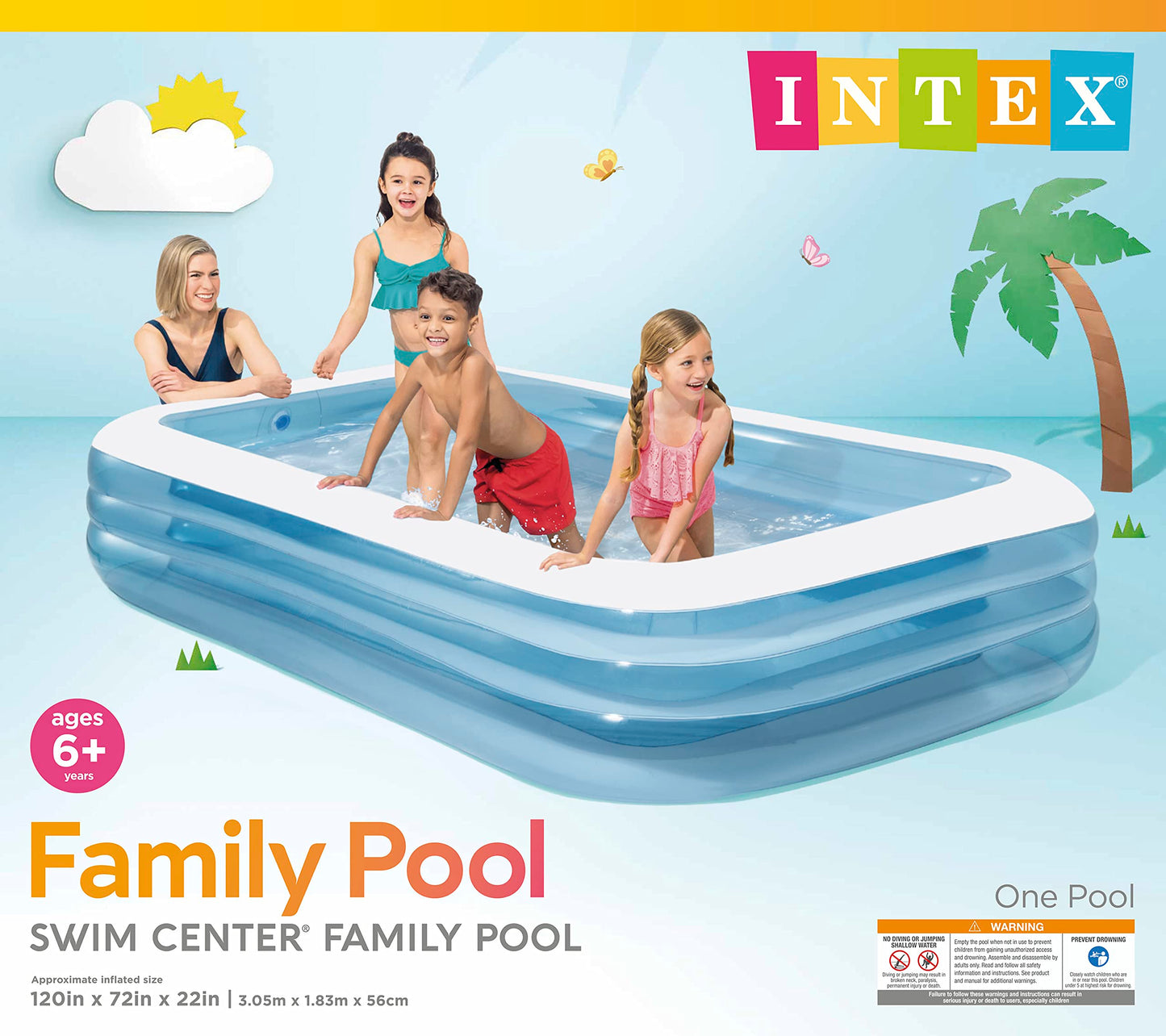 INTEX 58484EP Swim Center Inflatable Family Pool – 277-Gallon Capacity, 120 x 72 x 22 inches (Blue)