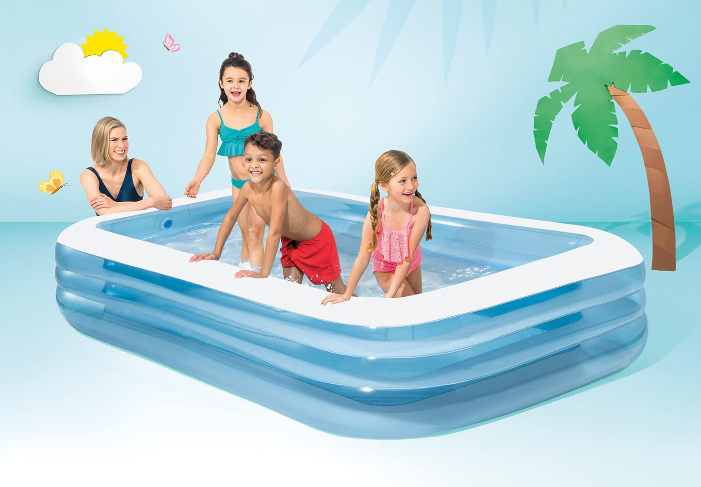 INTEX 58484EP Swim Center Inflatable Family Pool – 277-Gallon Capacity, 120 x 72 x 22 inches (Blue)