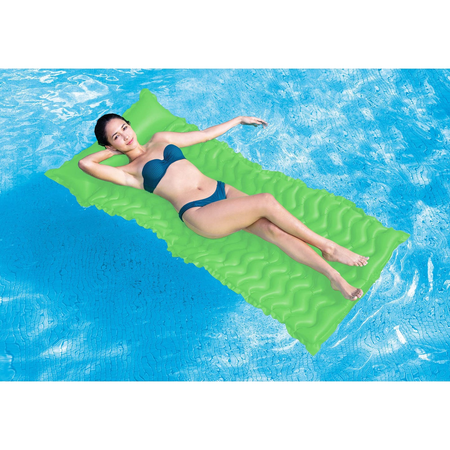 Intex Tote 'N Float Wave Mat - 90 x 34 in Pool Lounger with Built-in Pillow Rest