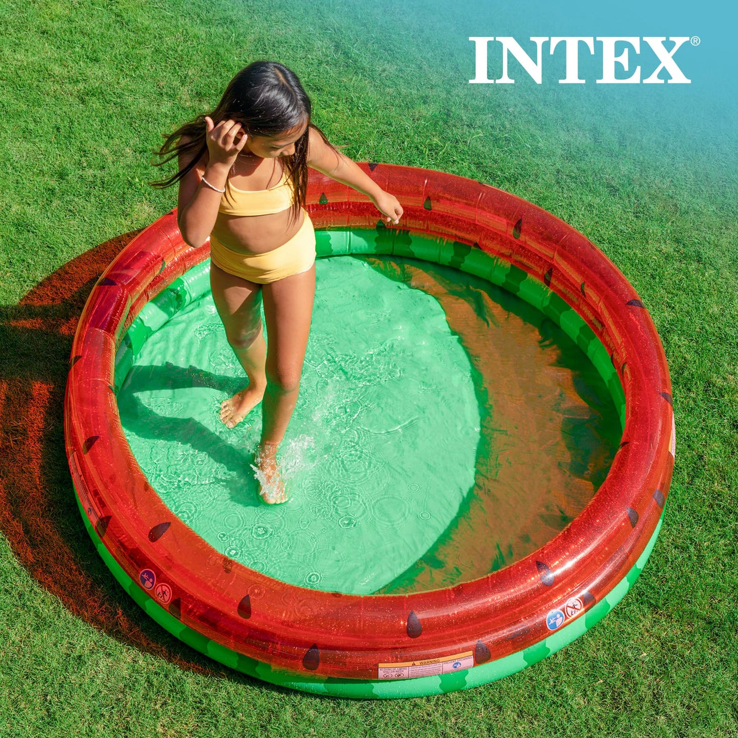 Intex 66-Inch Round Watermelon Pool for Kids 2+ | Inflatable Backyard Pool