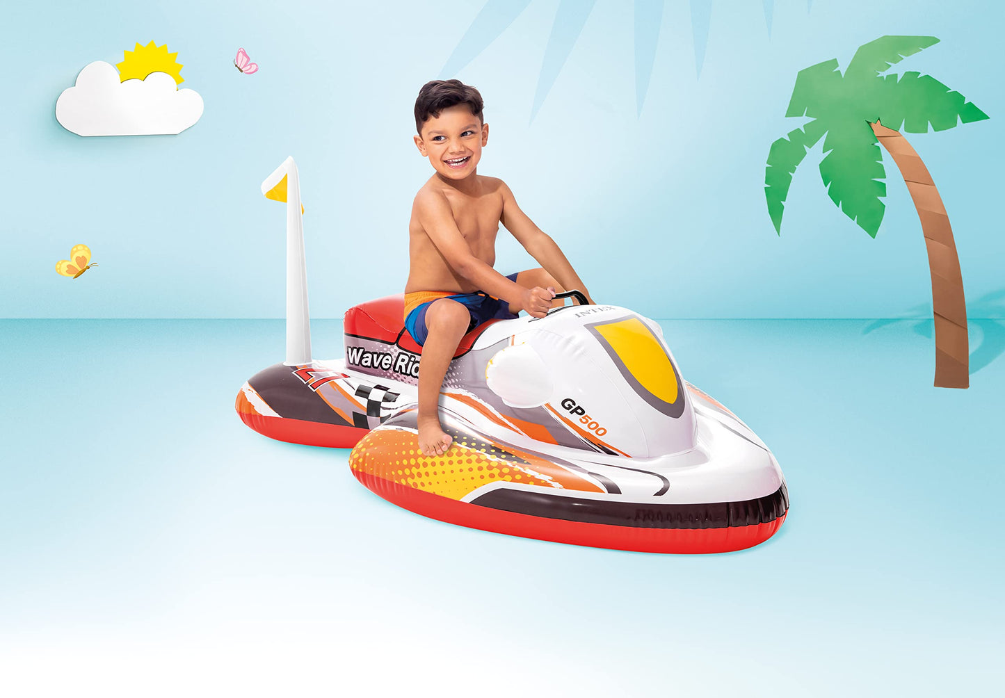Intex Wave Rider Inflatable Pool Float – Jet Ski Style Ride-On for Kids | 46 x 30.5 in | 88 lb Capacity