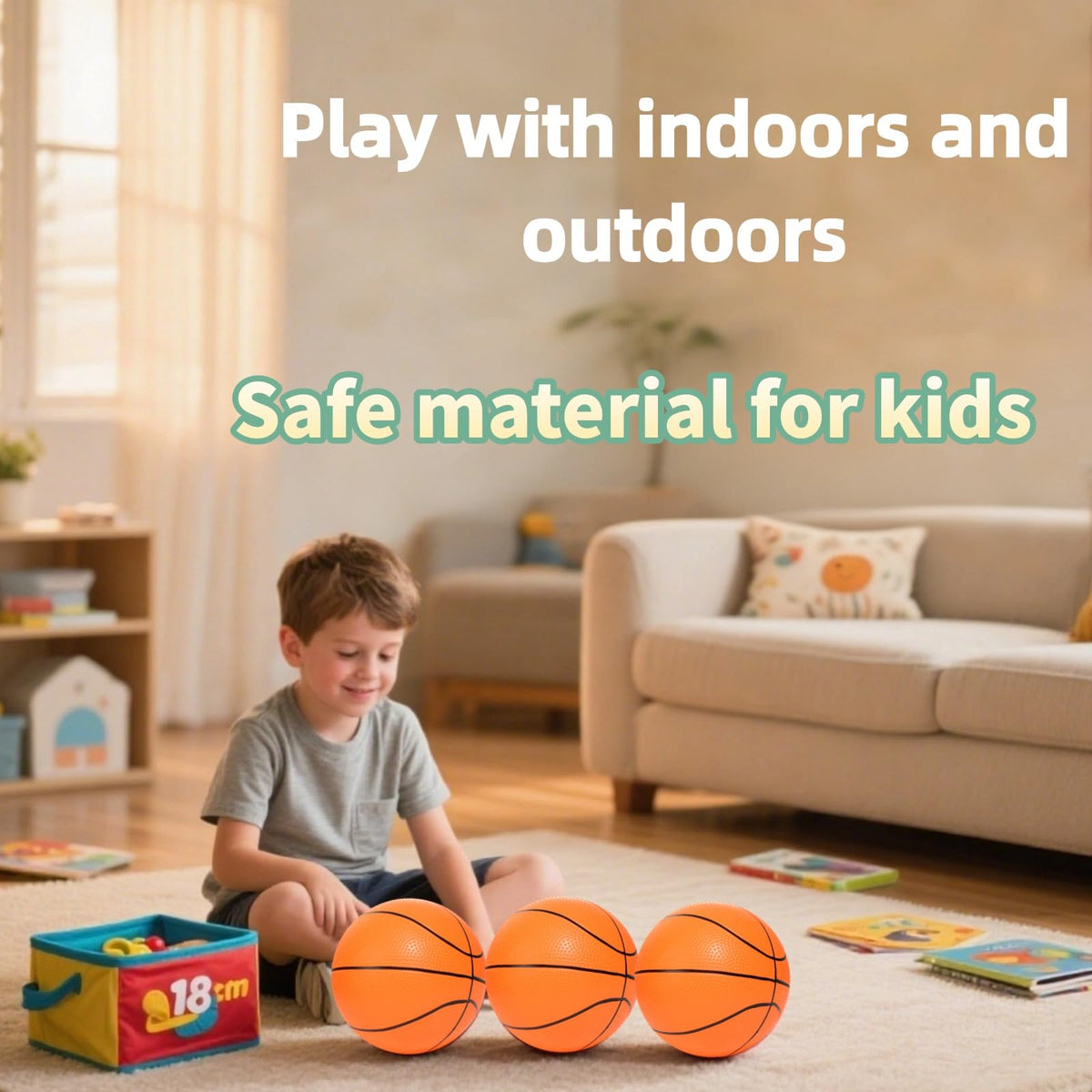 INTOWIND Mini Basketballs 7-Inch 3 Pack with Pump – Indoor & Outdoor Play for Kids