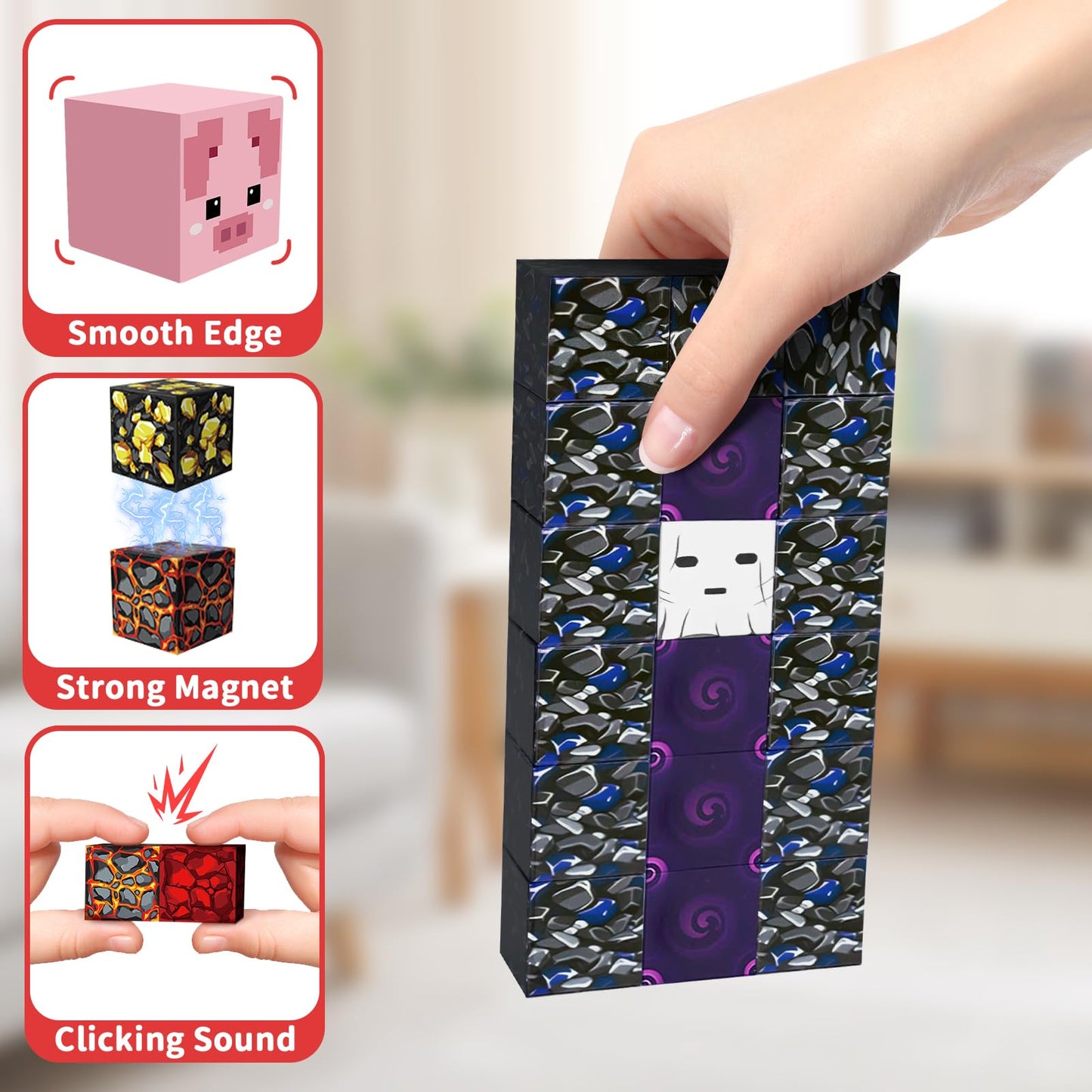 Intoypad 300PCS Magnetic Blocks – 0.8in STEM Building Toys for Kids 3-10