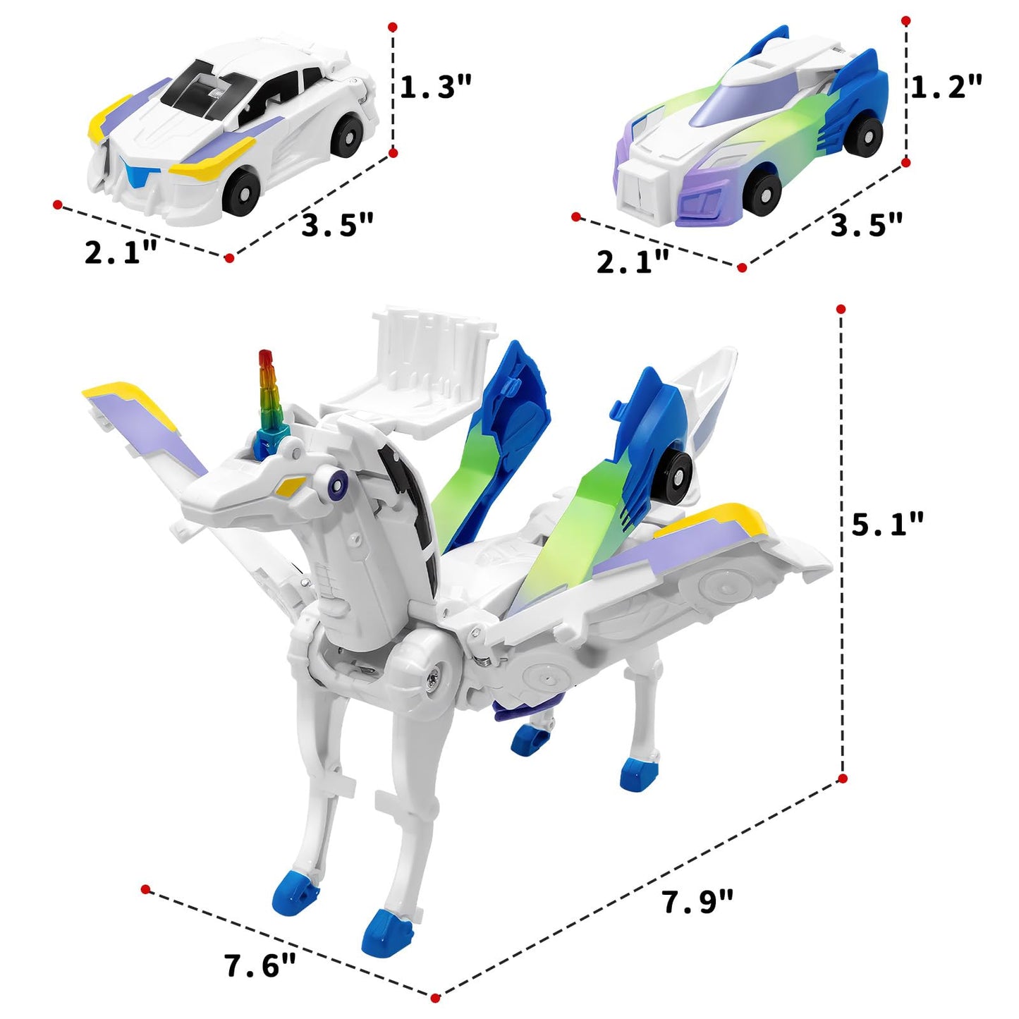 Intoypad Unicorn Collision Transforming Cars Toy – 2-in-1 Magnetic Unicorn Cars for Kids