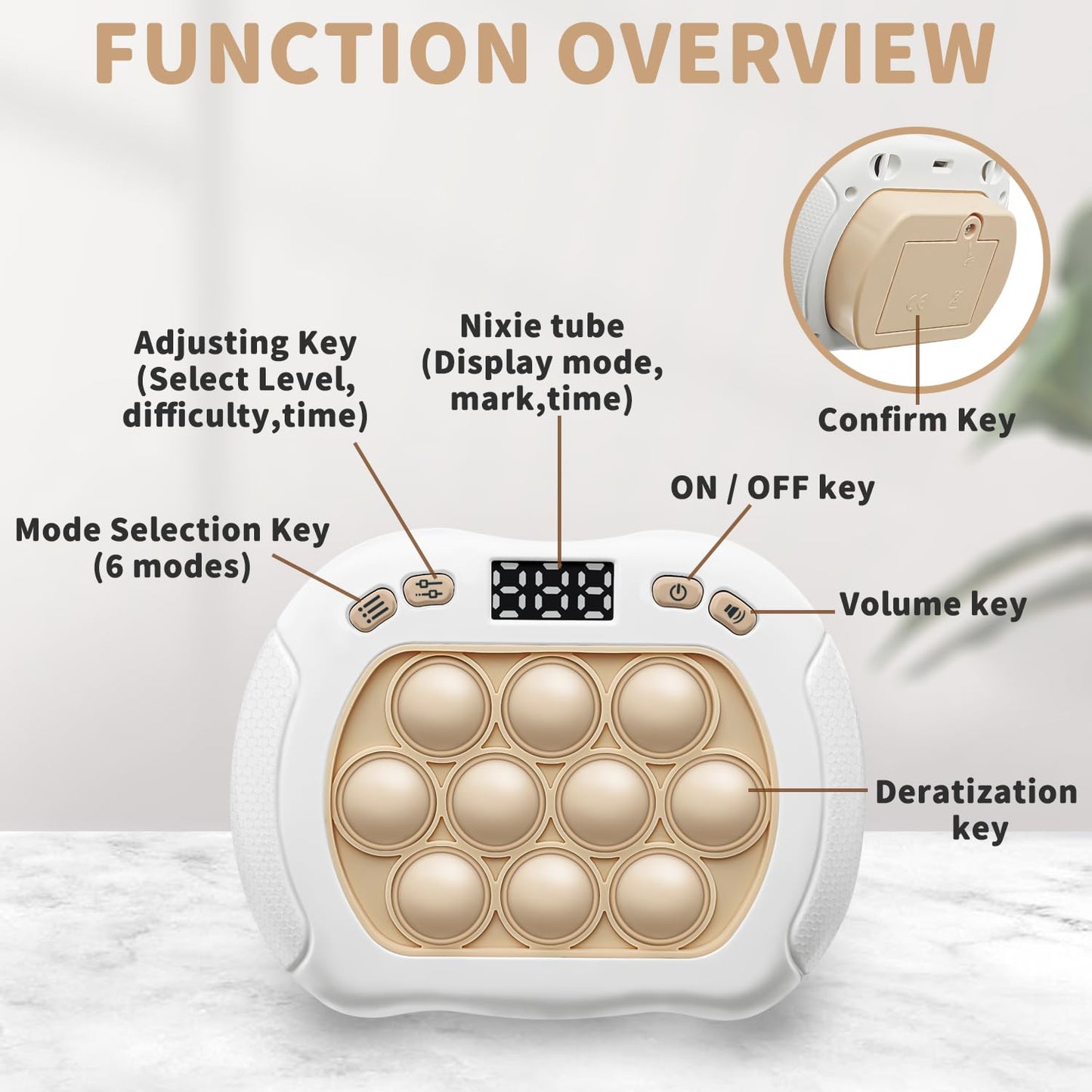 Intoypad Pop Game Light Up Fidget Toy – 6 Modes, LED Screen, Portable Bubble Popper