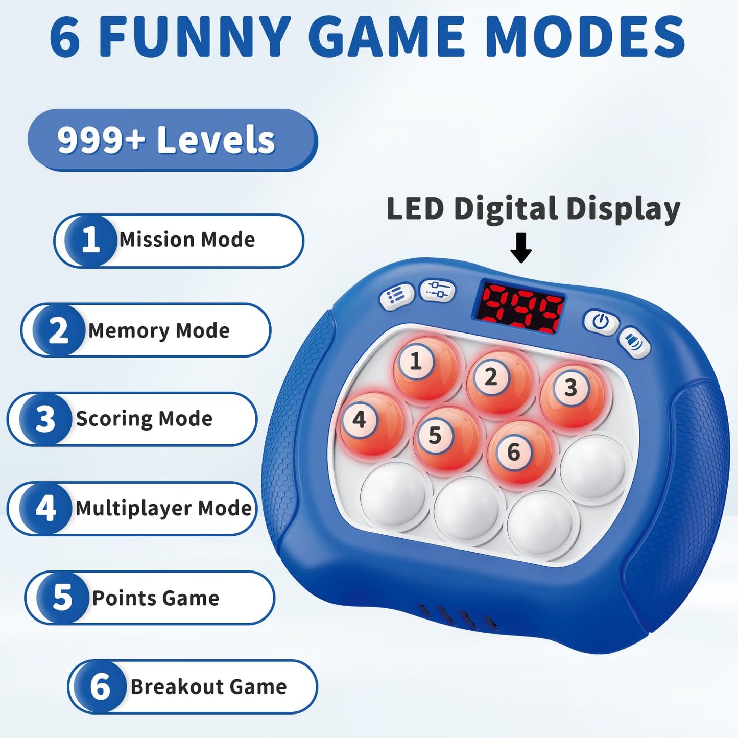 Intoypad Pop Game Light-Up Fidget Toy: 6 Modes, LED Screen, Bubble Popper for Kids