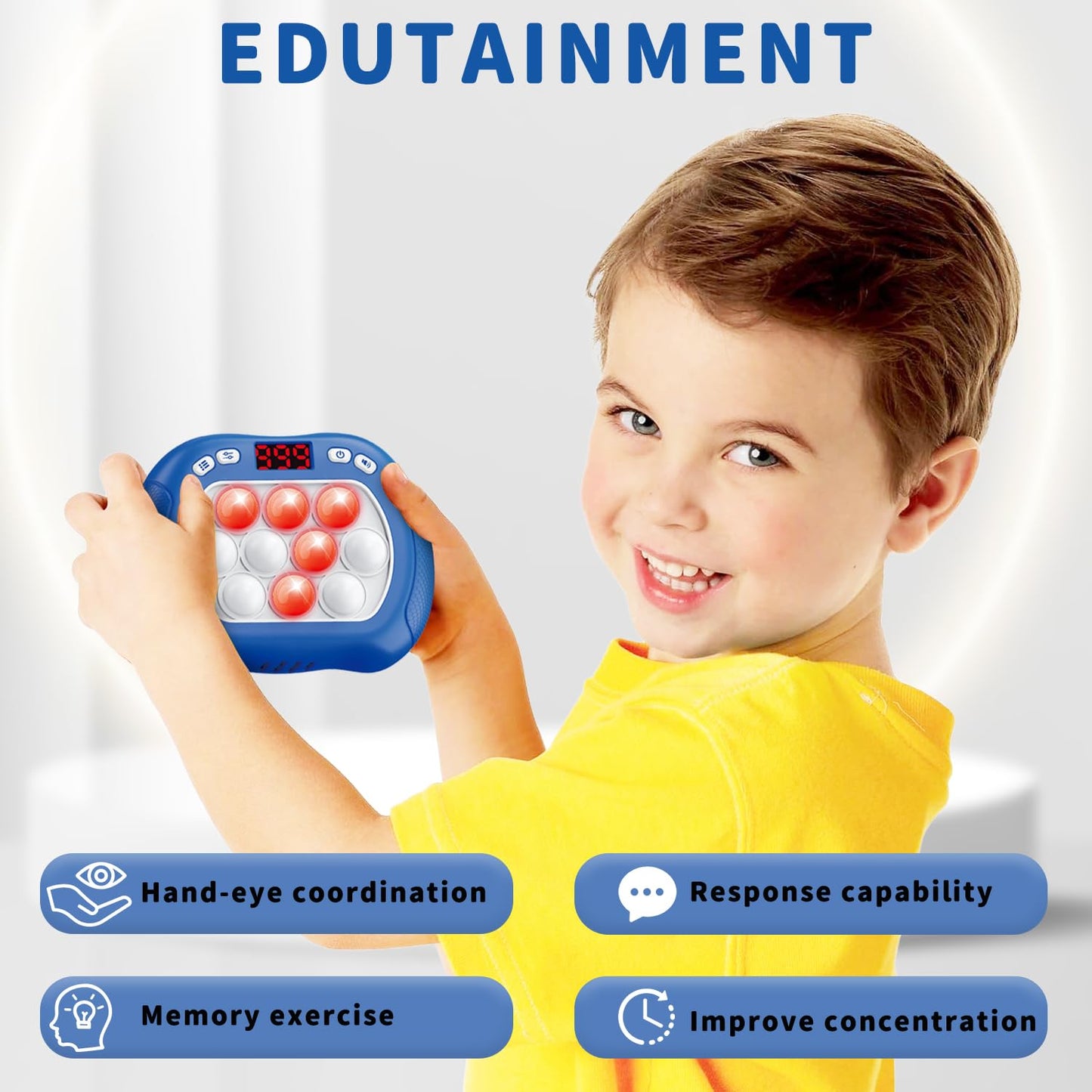 Intoypad Pop Game Light-Up Fidget Toy: 6 Modes, LED Screen, Bubble Popper for Kids